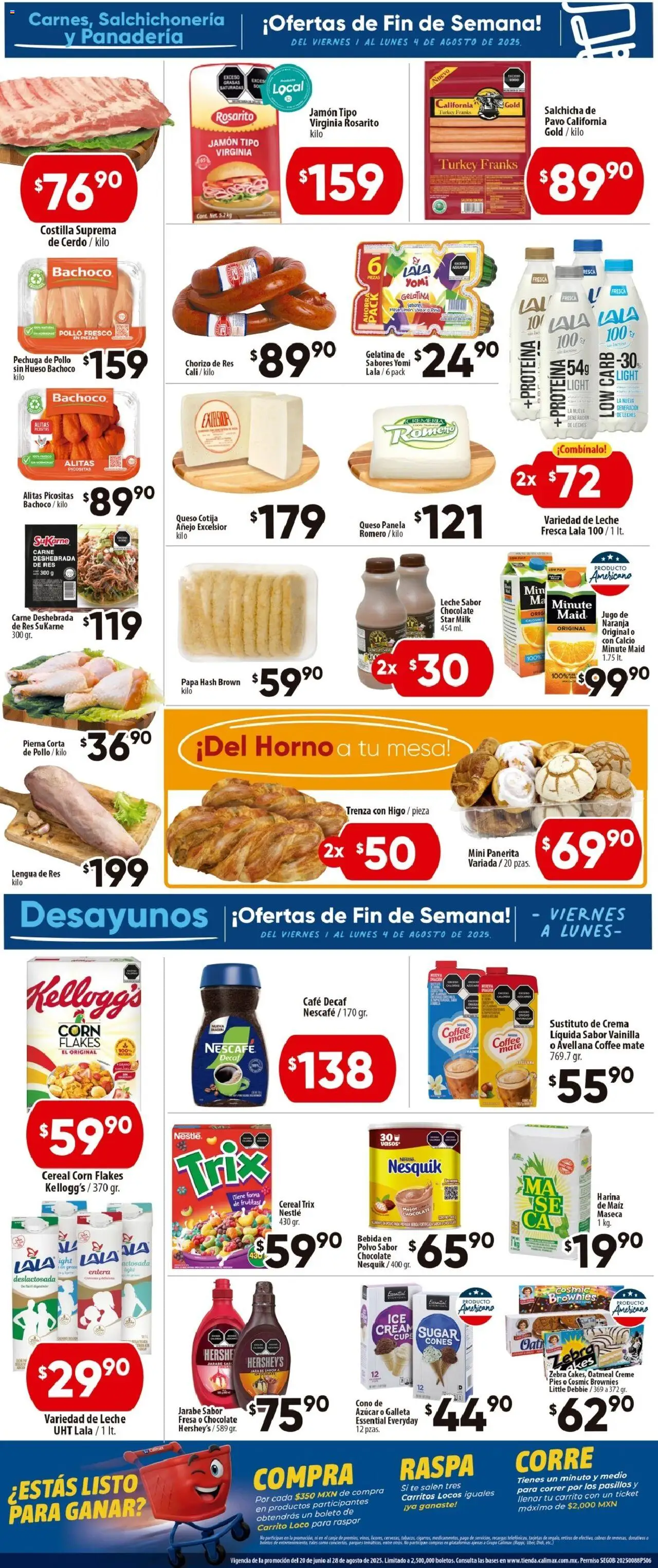 Nuevas ofertas de Calimax válidas en toda la República Mexicana desde el 01.08.2025. ¡Encuentra las mejores ofertas en Calimax - Folleto Ensenada! | Página: 2 | Productos: Leche, Chocolate, Piña, Panadería
