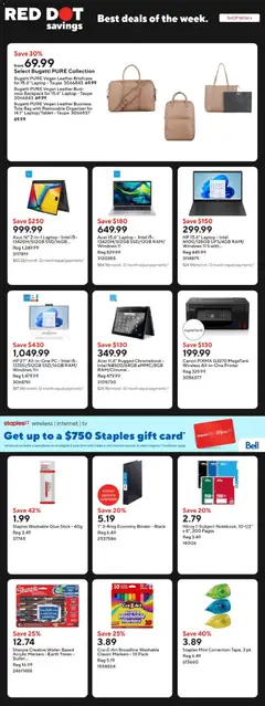 Preview of Staples weekly flyer / circulaire from shop Staples valid from 06.02.2026 | Page: 2 | Products: Backpack, Phone, Printer, Tv