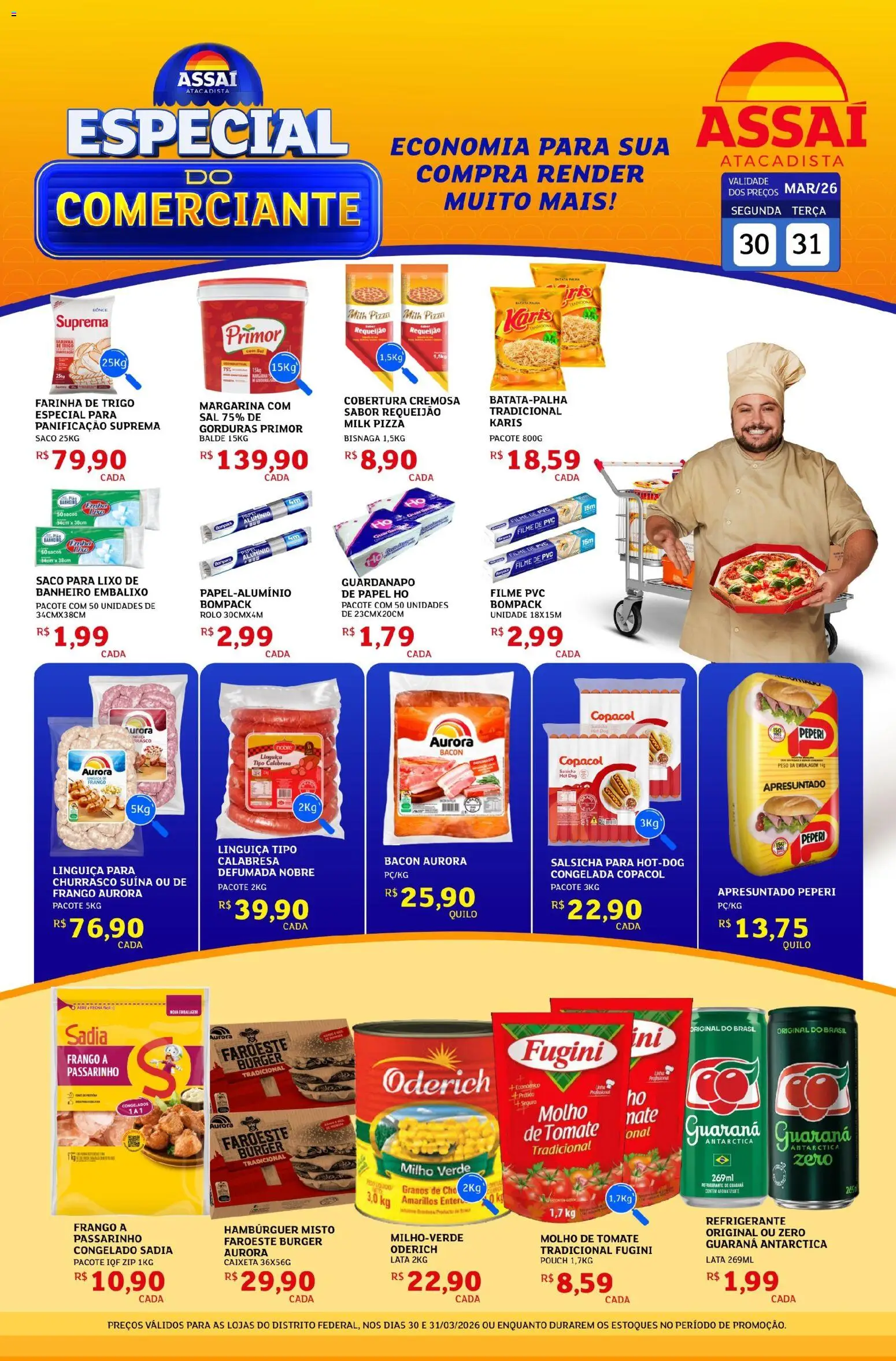 Assaí Atacadista Folheto - válido de 30.03.2026 | Página: 1 | Produtos: filme de PVC, Batata palha, Sal, Requeijão
