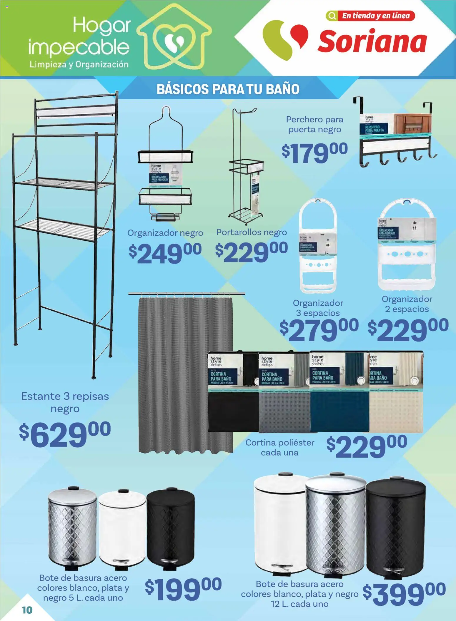 Nuevas ofertas de Soriana válidas en toda la República Mexicana desde el 15.01.2026. ¡Encuentra las mejores ofertas en Soriana - Hogar impecable Súper Nacional! | Página: 10 | Productos: Organizador, Baño, Regadera, Bote de basura