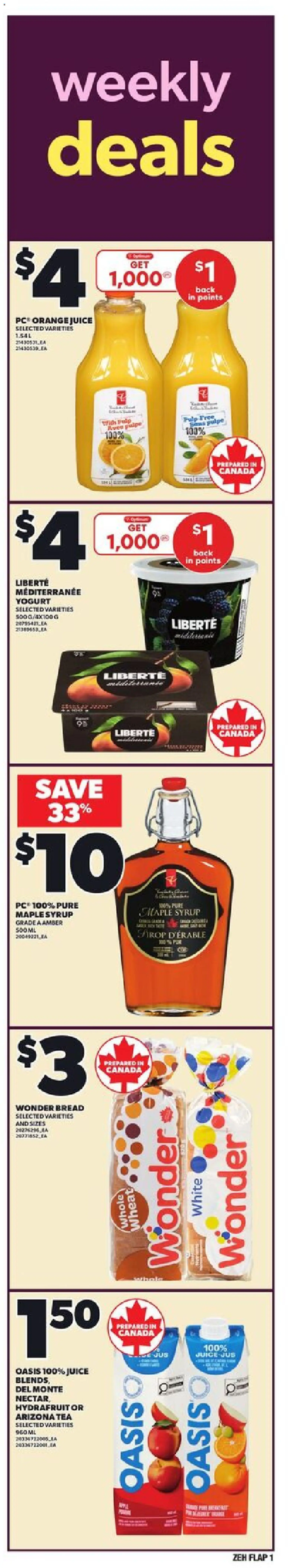 Zehrs flyer valid from 15.01.2026 | Page: 1 | Products: PC, Yogurt, Bread, Juice