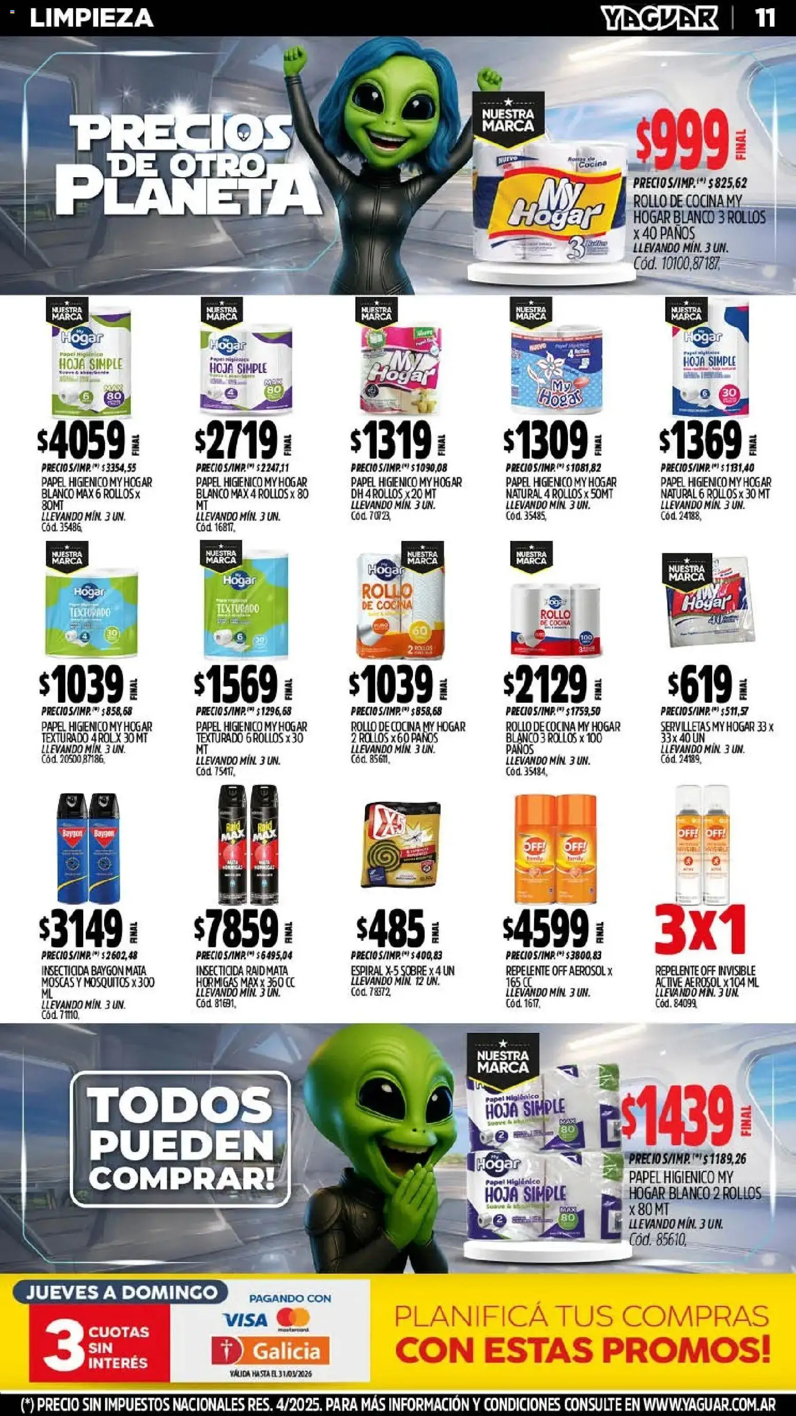 Yaguar - Oferta Semanal Córdoba │ válido desde el 02.03.2026 | Página: 11 | Productos: Repelente, Papel higiénico, Insecticida, Sobre
