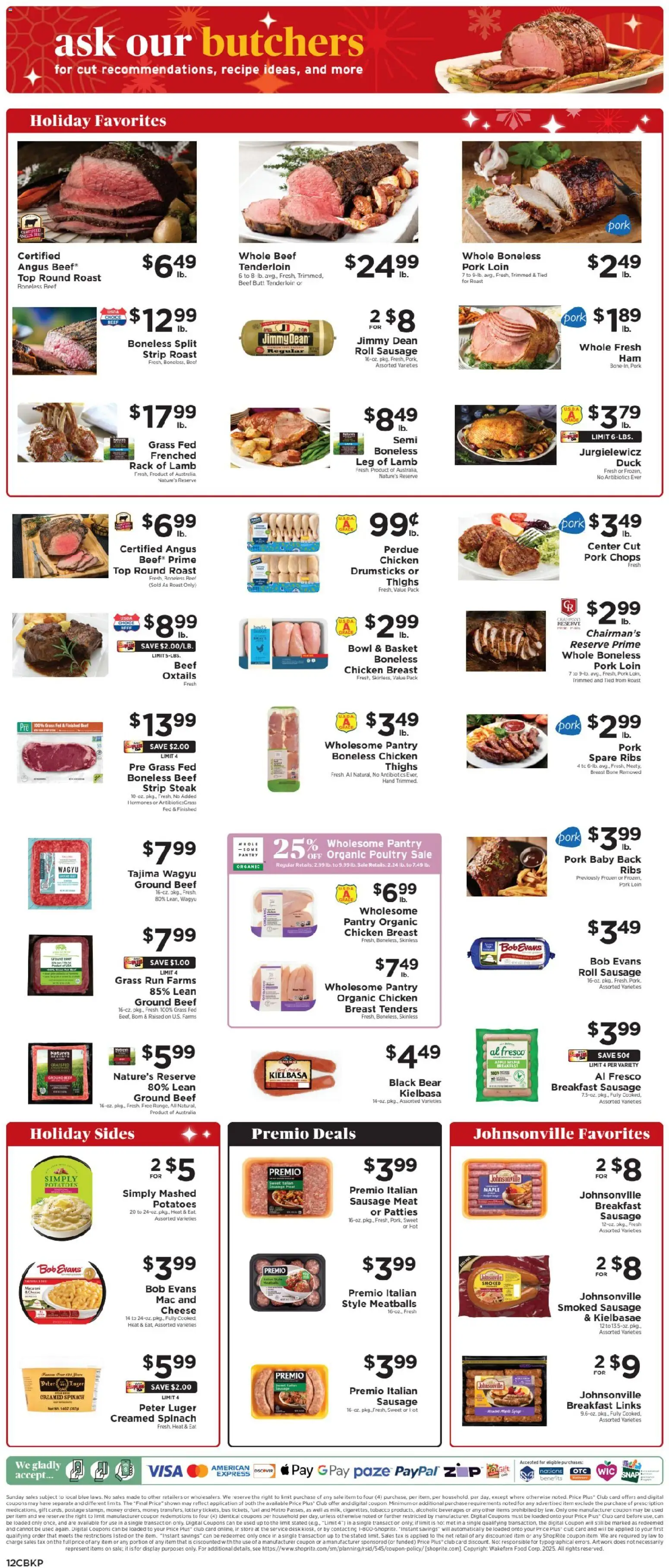 ShopRite Weekly Ad - valid from 19.12.2025 | Page: 13 | Products: Cheese, Beef, Potatoes, Desk