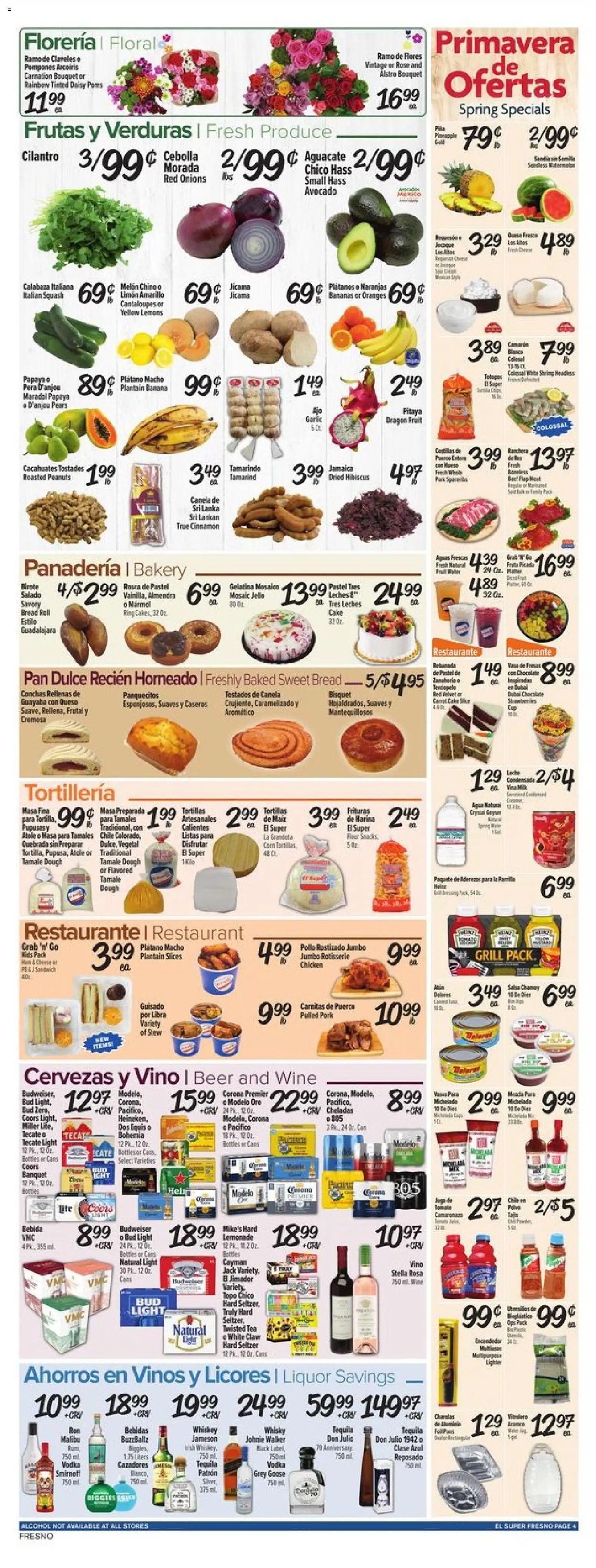 El Super Weekly Ad - CA - valid from 15.04.2026 | Page: 4 | Products: Bakery, Ring, Whiskey, Melon