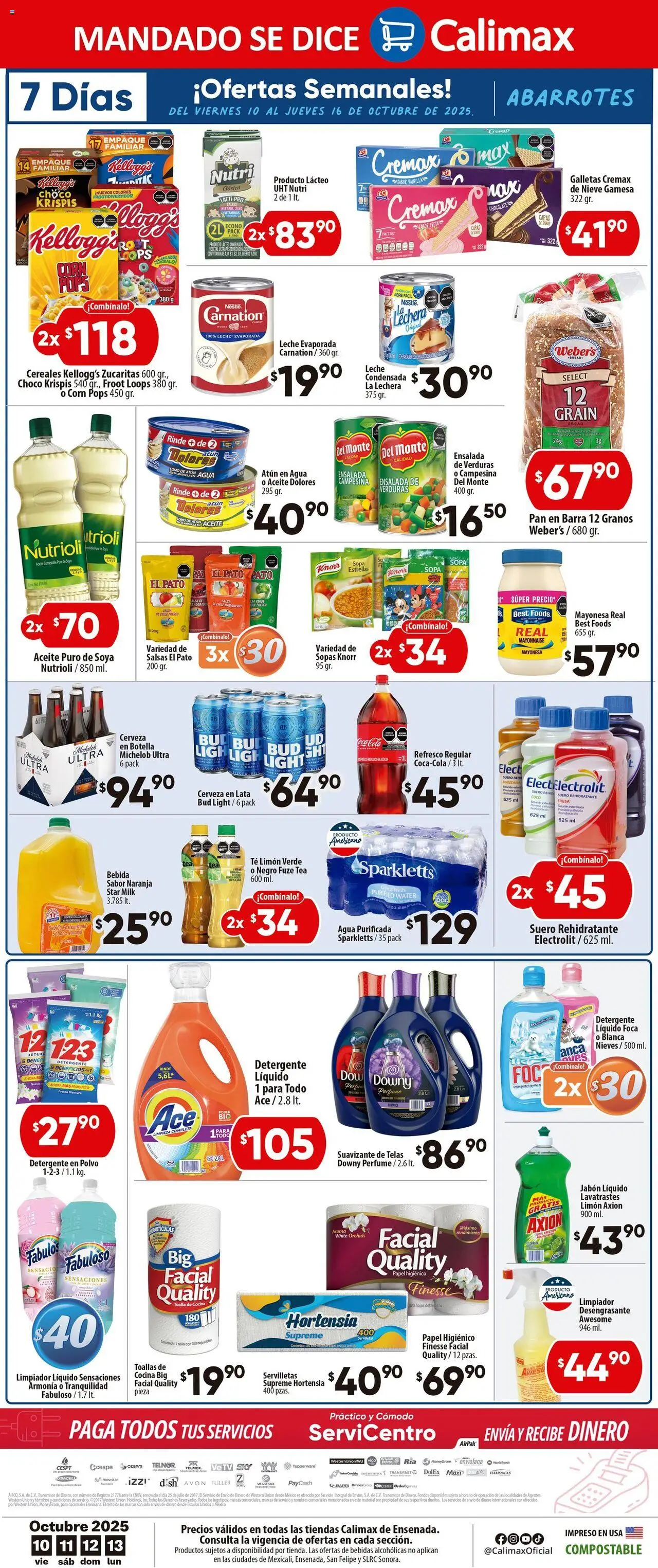 Nuevas ofertas de Calimax válidas en toda la República Mexicana desde el 10.10.2025. ¡Encuentra las mejores ofertas en Calimax - Folleto Ensenada! | Página: 4 | Productos: Suavizante de telas, Cocina, Barra, Toallas