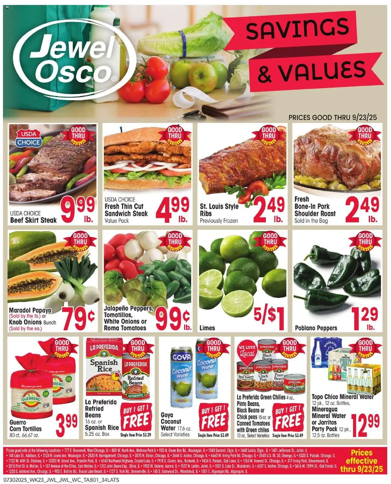 Jewel Osco Savings & Values - valid from 30.07.2025 | Page: 1 | Products: Corn, Peppers, Box, Rice