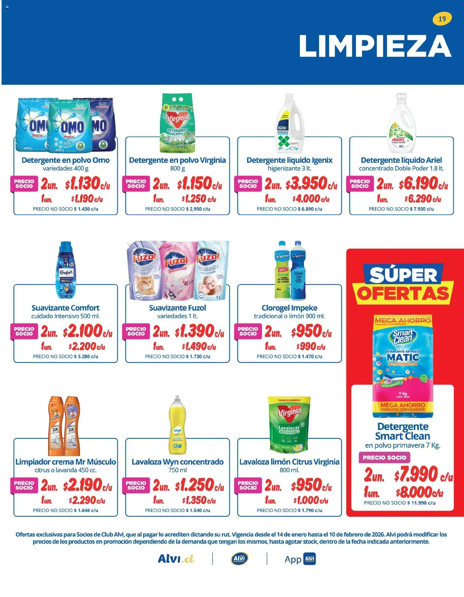 Alvi catálogo │ válido desde el 14.01.2026 | Página: 19 | Productos: Suavizante, Limpiador, Cloro, Ropa