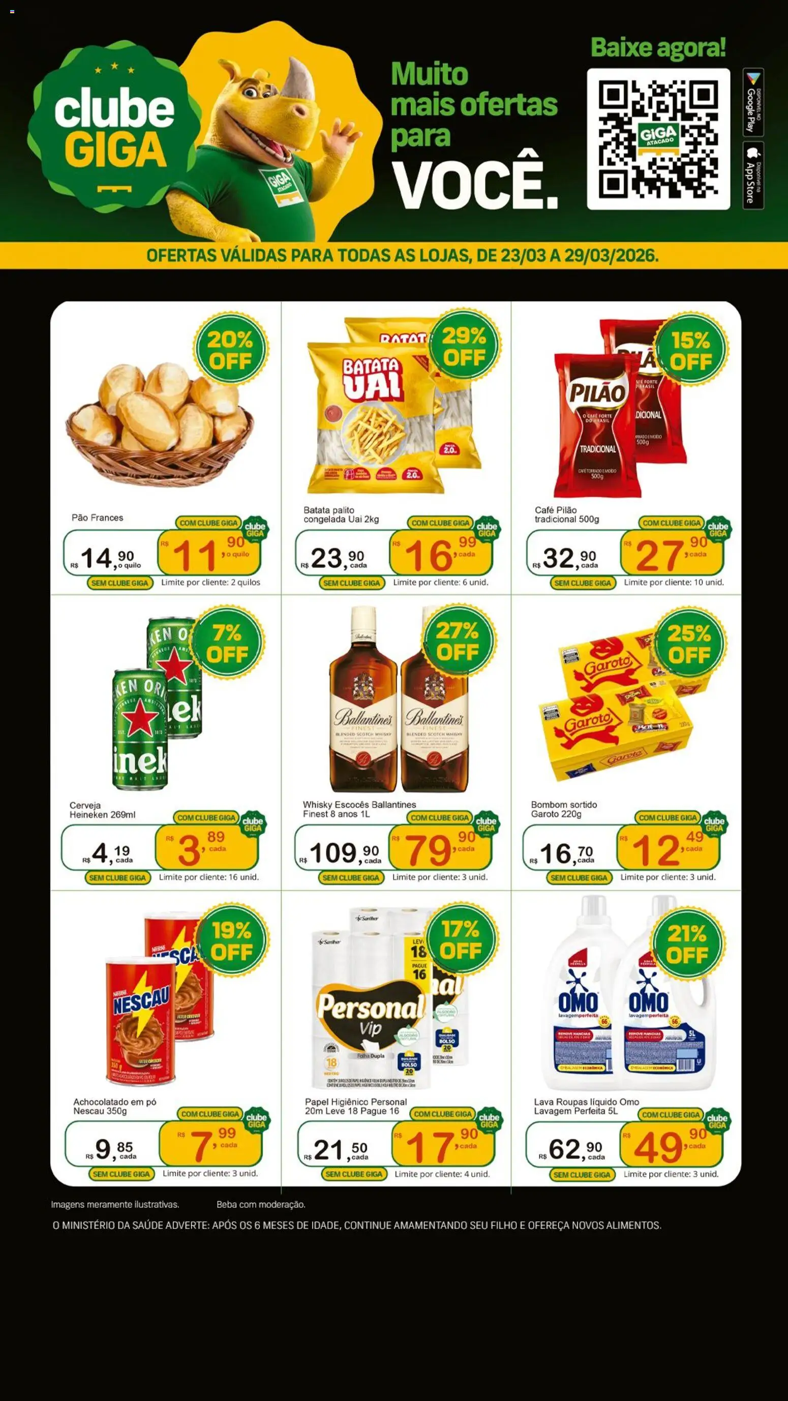 GIGA Atacado Folheto - válido de 23.03.2026 | Página: 1 | Produtos: Nescau, Achocolatado, Roupas, Pão francês