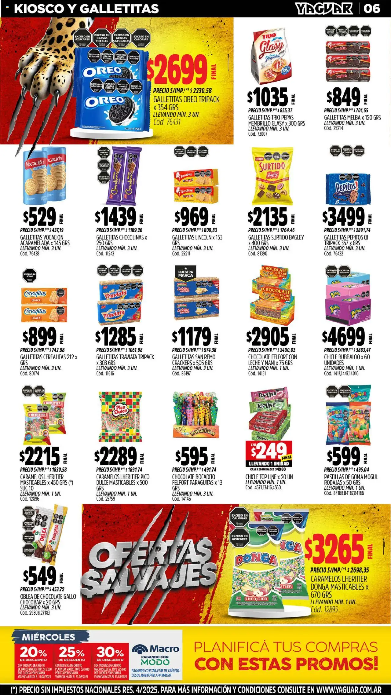 Yaguar - Santa Fe │ válido desde el 11.08.2025 | Página: 6 | Productos: Top, Mani, Leche, Chicle