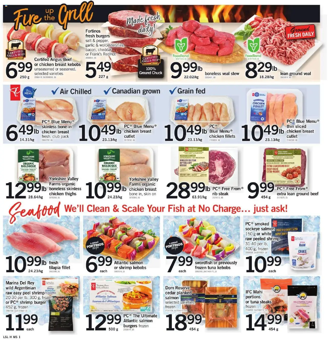 Loblaws flyer valid from 14.08.2025 | Page: 3 | Products: Fish, Beef, Grill, Chicken