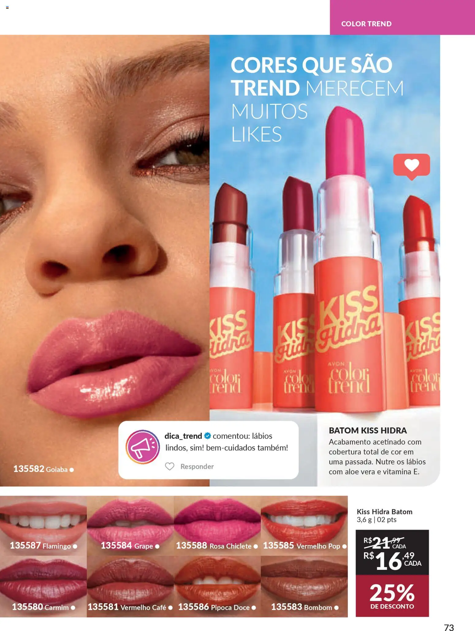 Avon Folheto - válido de 15.01.2026 | Página: 73 | Produtos: Goiaba, Batom, Café, Bombom