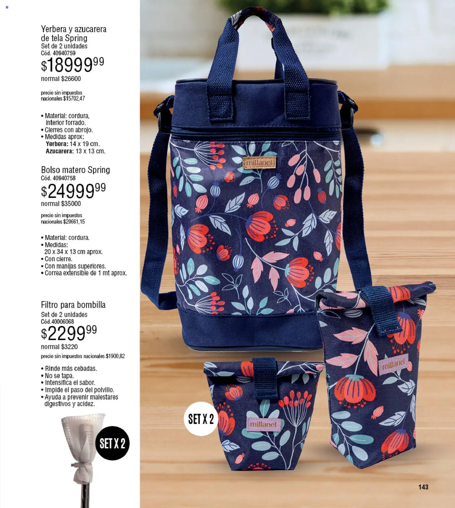 Millanel - Catálogo │ válido desde el 02.03.2026 | Página: 143 | Productos: Yerbera, Azucarera, Bombilla, Bolso