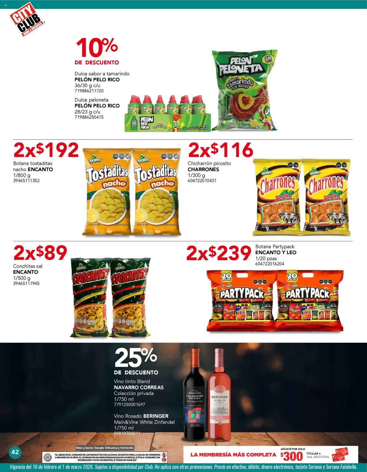 Nuevas ofertas de City Club válidas en toda la República Mexicana desde el 02.02.2026. ¡Encuentra las mejores ofertas en City Club catálogo! | Página: 42 | Productos: Sal, Mango, Vino