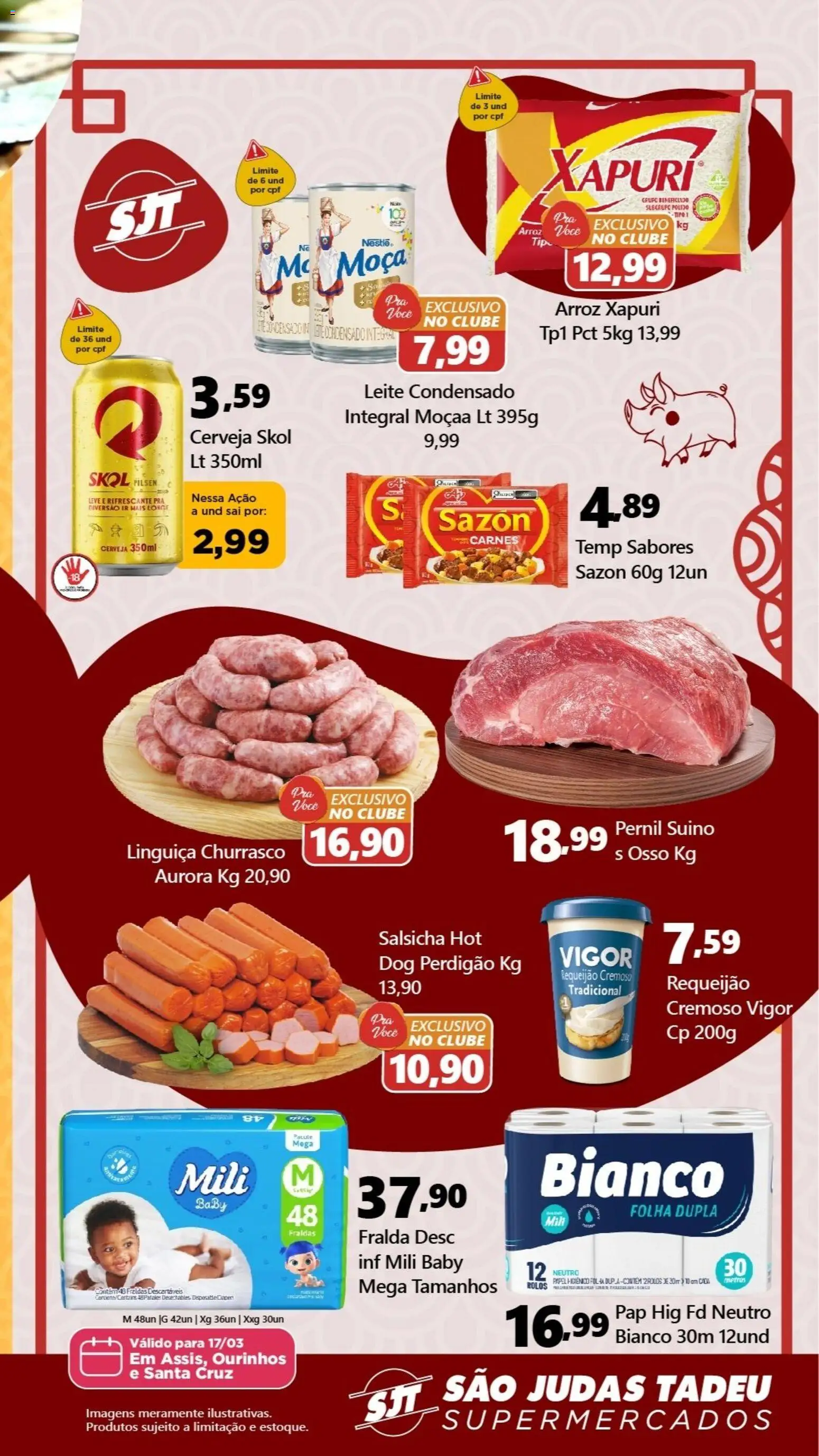 São Judas Tadeu Folheto - válido de 17.03.2026 | Página: 2 | Produtos: Pernil, Cerveja, Arroz, Papel higiênico