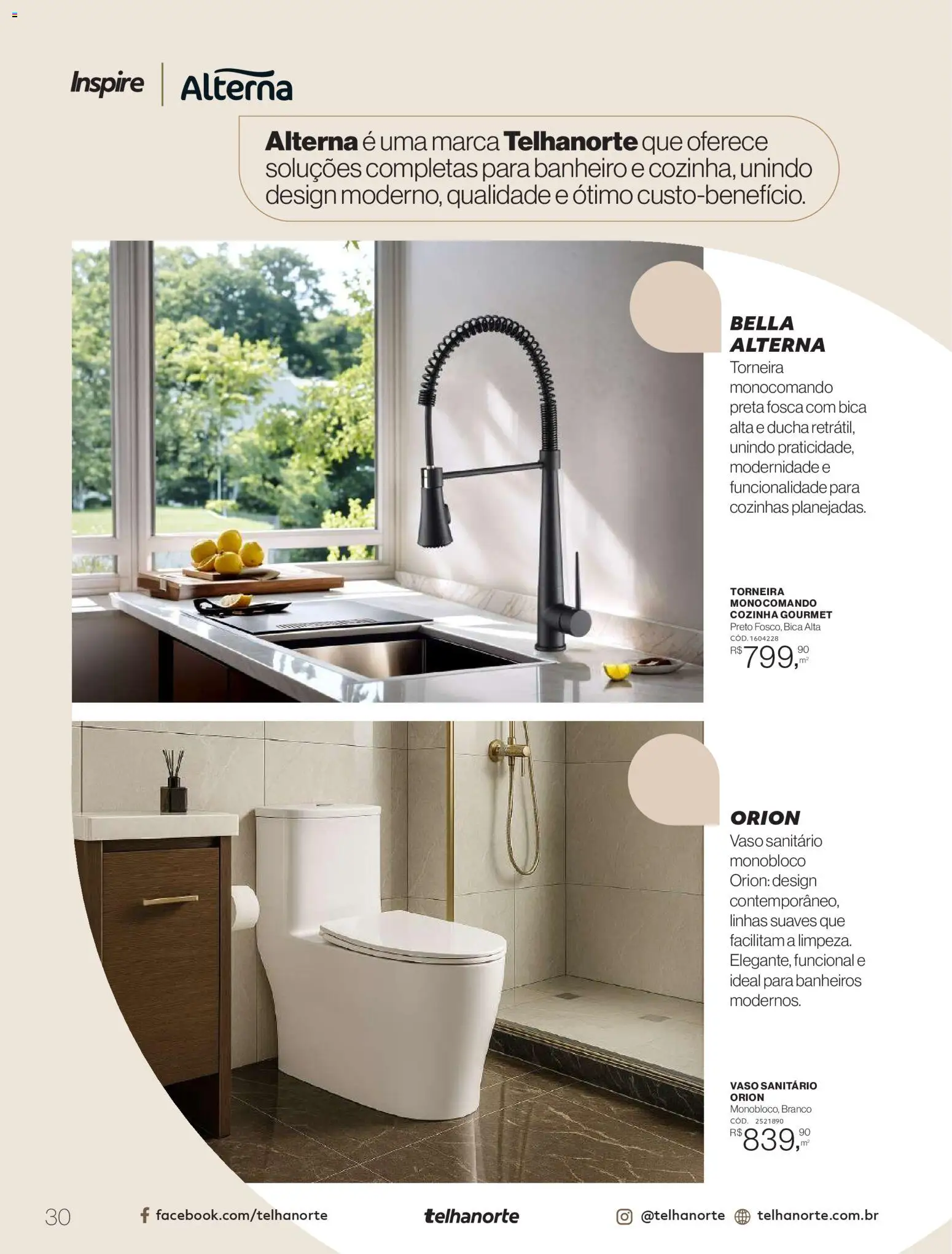 Telhanorte Folheto - válido de 09.03.2026 | Página: 30 | Produtos: Vaso sanitario monobloco, Vaso sanitário, Vaso, Torneira