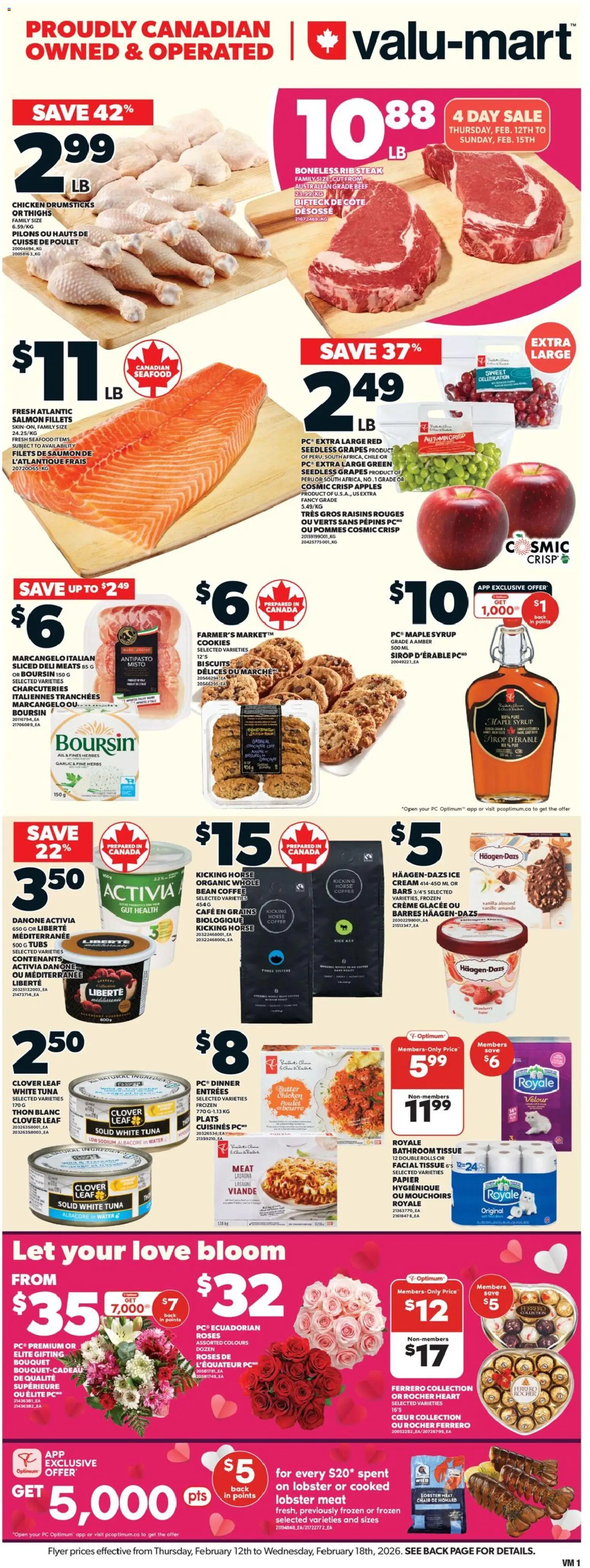 Valu Mart flyer valid from 12.02.2026 | Page: 1 | Products: PC, Chair, Butter, Chocolate