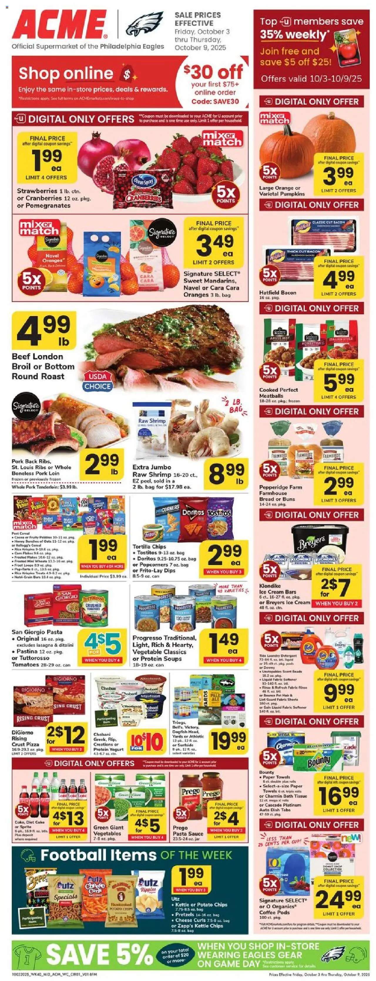 Acme Weekly Ad - PA - valid from 03.10.2025 | Page: 1 | Products: Bath, Cheese, Yogurt, Bread