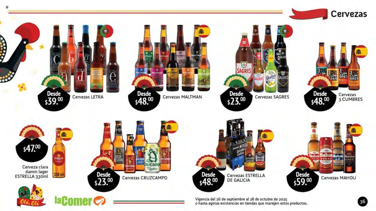 Nuevas ofertas de La Comer válidas en toda la República Mexicana desde el 26.09.2025. ¡Encuentra las mejores ofertas en La Comer folleto Olá, Olé! | Página: 36 | Productos: Cerveza
