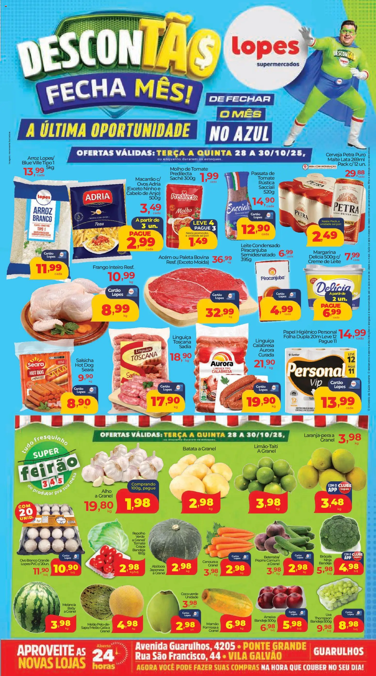 Lopes Supermercados Folheto - válido de 28.10.2025 | Página: 1 | Produtos: Pó, Ovos, Cerveja, Arroz