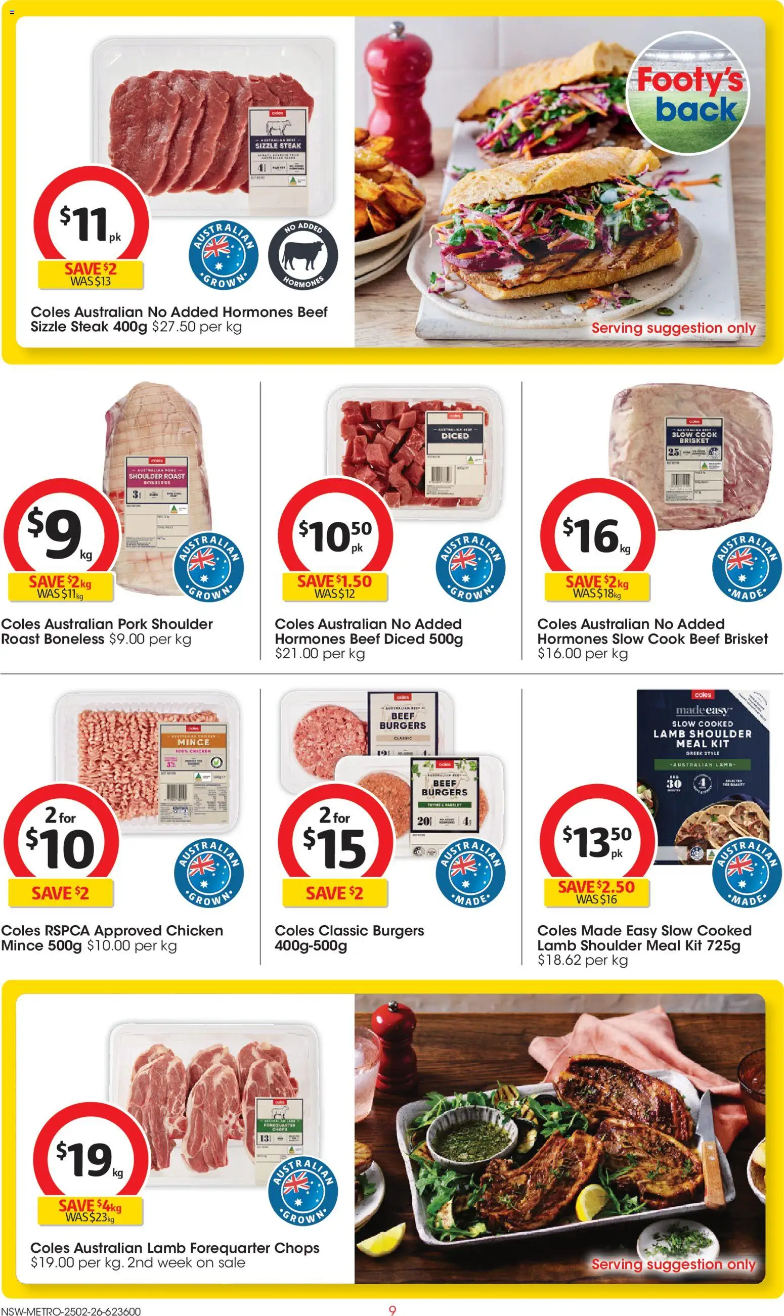 Coles catalogue - valid from 25.02.2026 | Page: 9 | Products: Chicken, Pork, Lamb, Parsley
