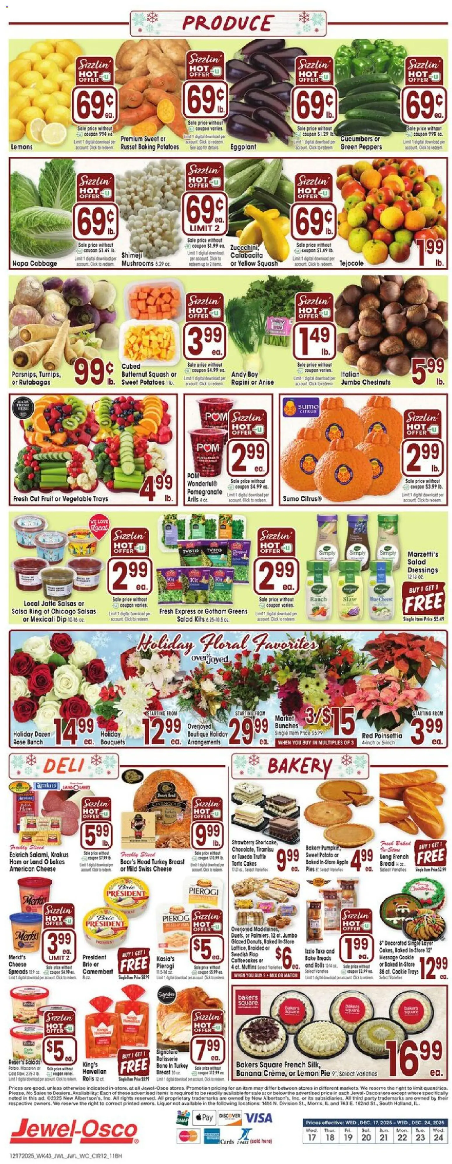 Jewel Osco Weekly Ad - IN - valid from 17.12.2025 | Page: 12 | Products: Peppers, Mushrooms, Cucumbers, Cabbage