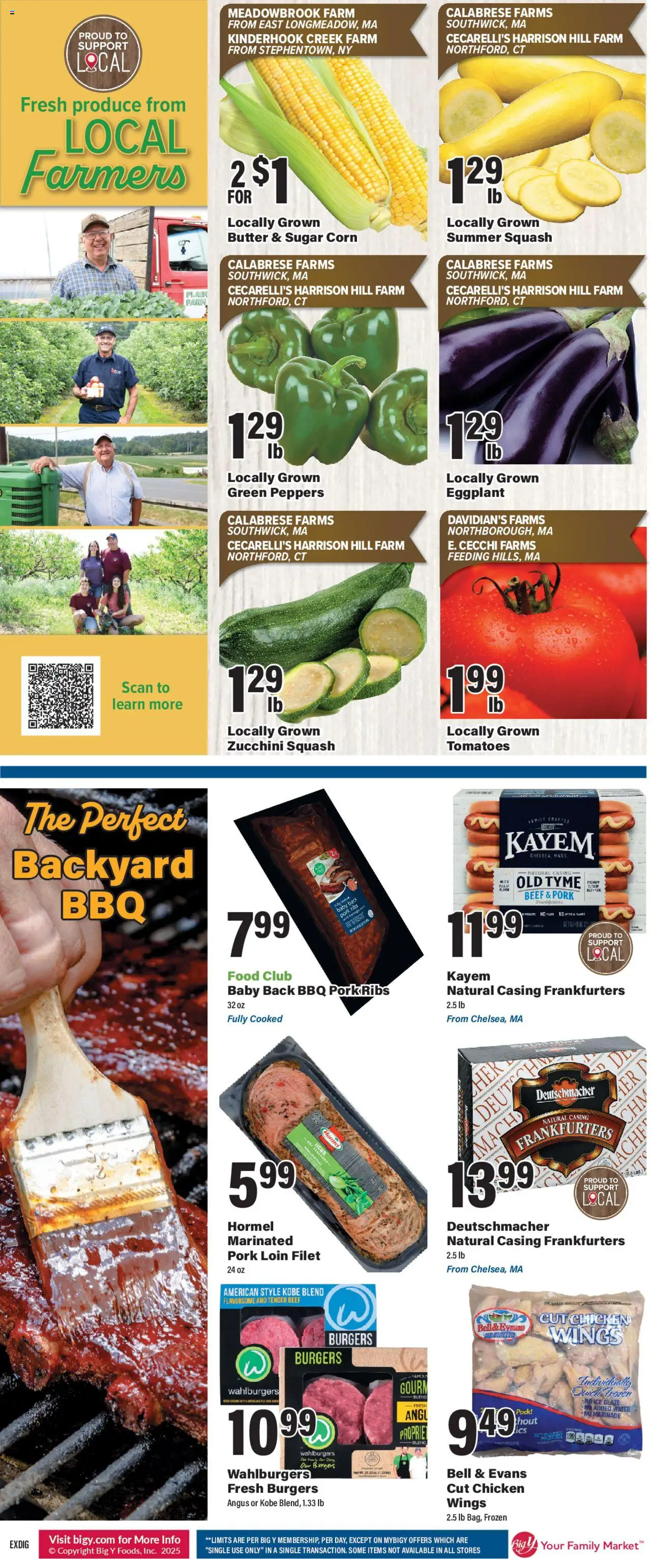 Big Y Weekly Ad - valid from 07.08.2025 | Page: 2 | Products: Squash, Zucchini, Pork, Sugar