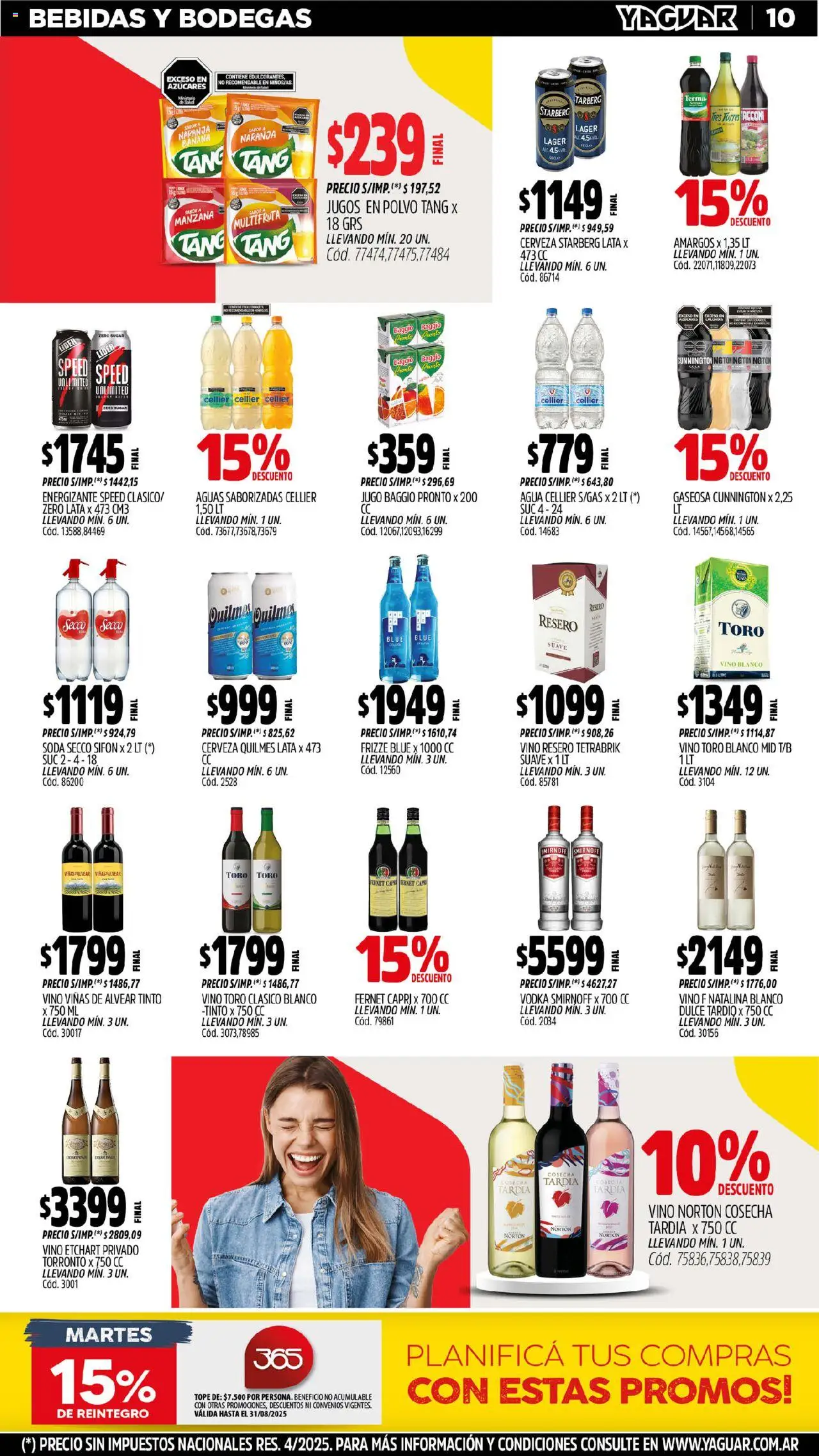 Yaguar - San Juan │ válido desde el 18.08.2025 | Página: 9 | Productos: Polvo, Gaseosa, Agua, Vino