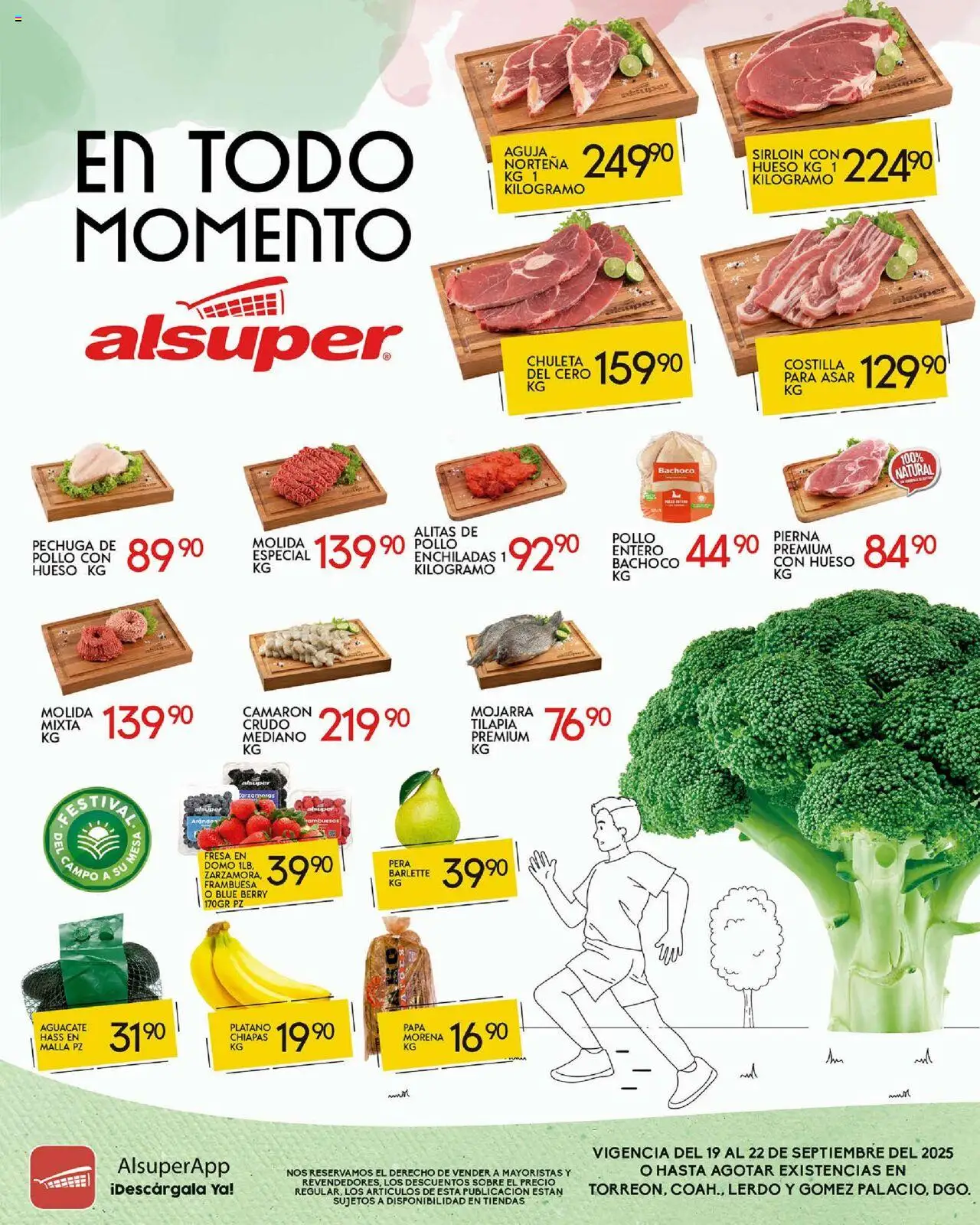 Nuevas ofertas de Alsuper válidas en toda la República Mexicana desde el 19.09.2025. ¡Encuentra las mejores ofertas en Alsuper - Folleto Laguna! | Página: 1 | Productos: Pollo, Plátano, Papa, Mesa