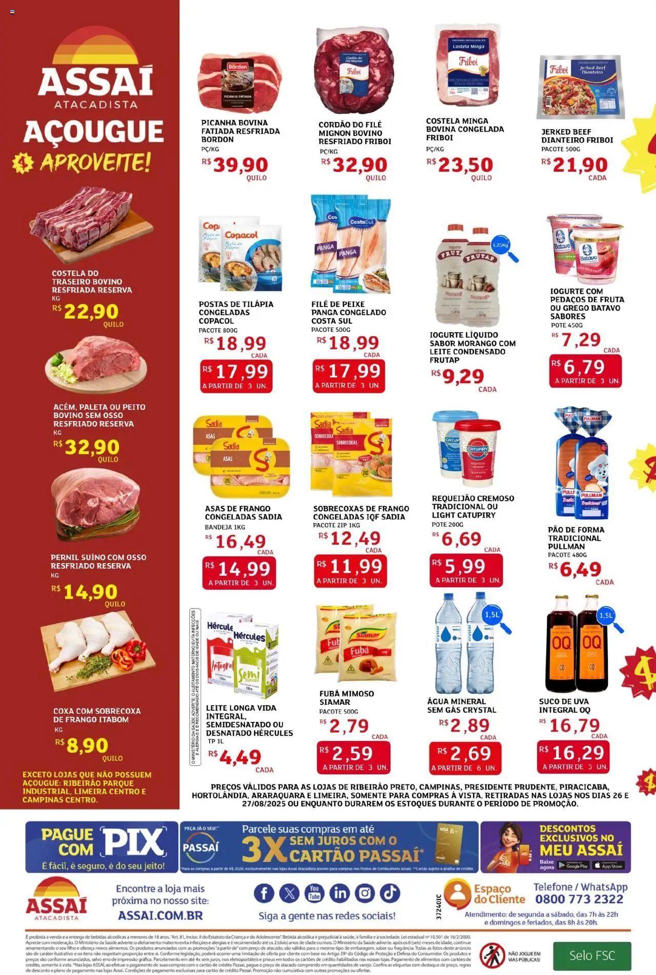 Assaí Atacadista Folheto - válido de 26.08.2025 | Página: 2 | Produtos: Iogurte, Base, Bandeja, Requeijão