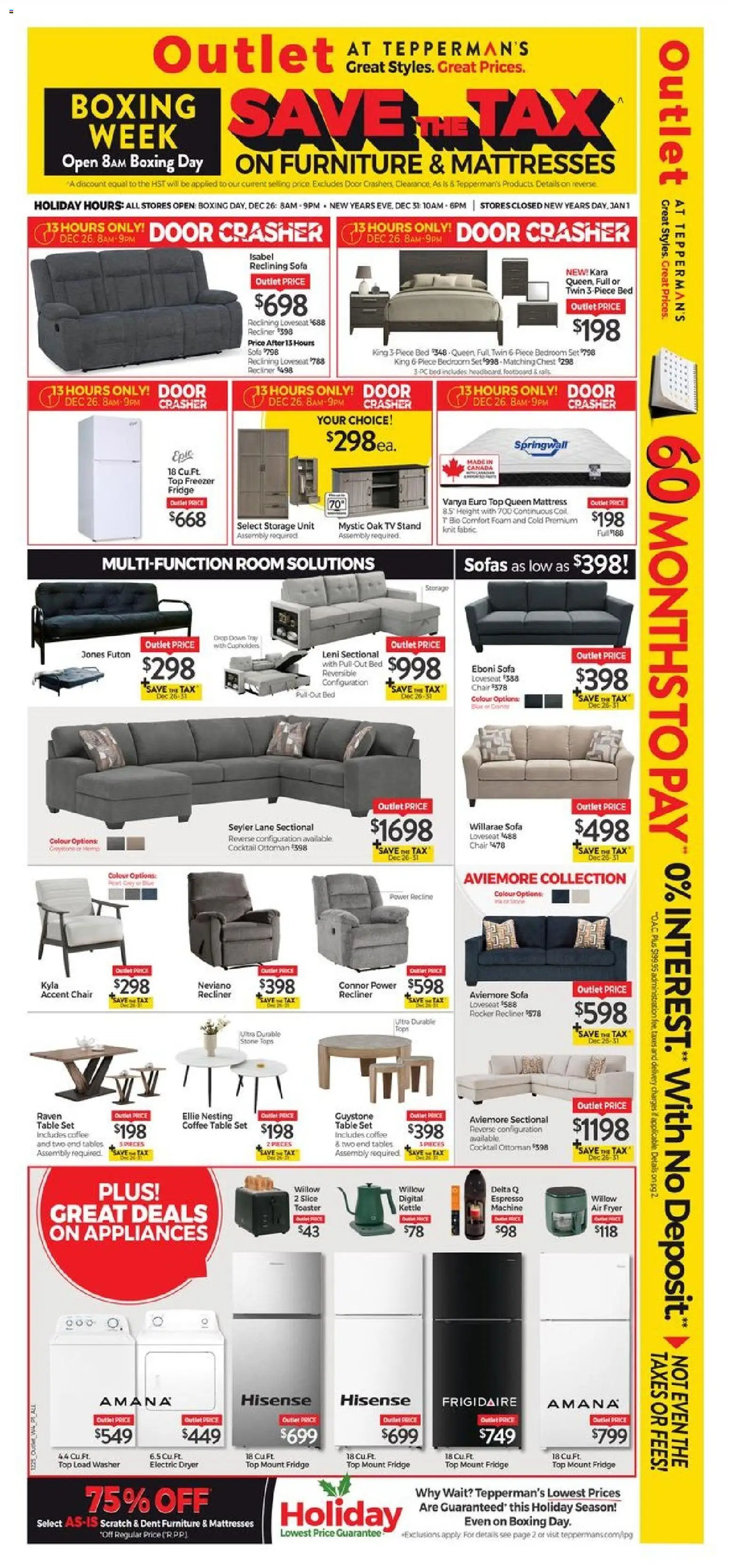 Tepperman's flyer valid from 26.12.2025 | Page: 1 | Products: Bed, Sofa, Coffee table, Chair