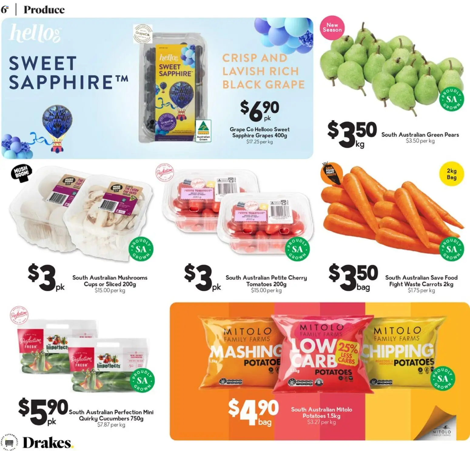 Drakes catalogue - valid from 01.04.2026 | Page: 6 | Products: Cups, Tomatoes, Potatoes, Grapes