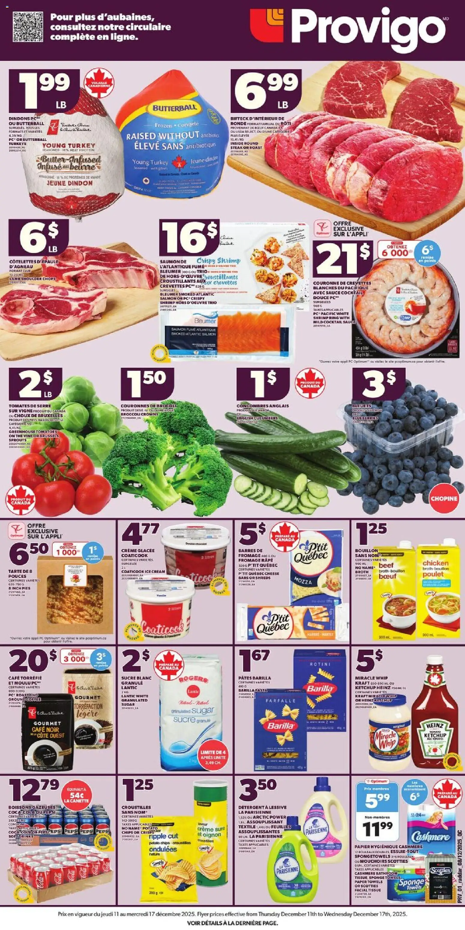 Provigo flyer valid from 11.12.2025 | Page: 2 | Products: Chips, Cheese, Coffee, Tomatoes