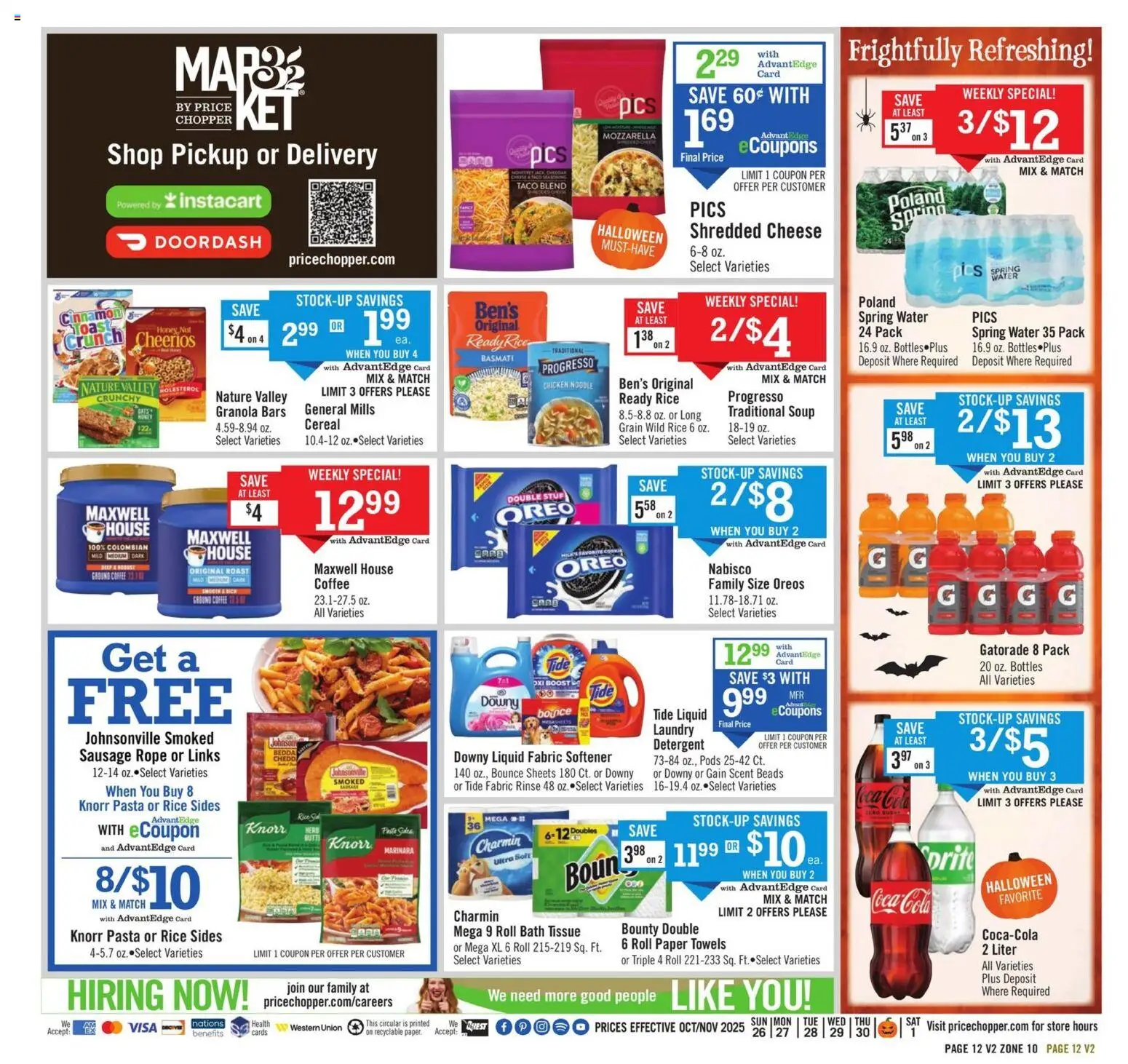 Price Chopper Weekly Ad - valid from 26.10.2025 | Page: 12 | Products: Cheese, Detergent, Pasta, Water