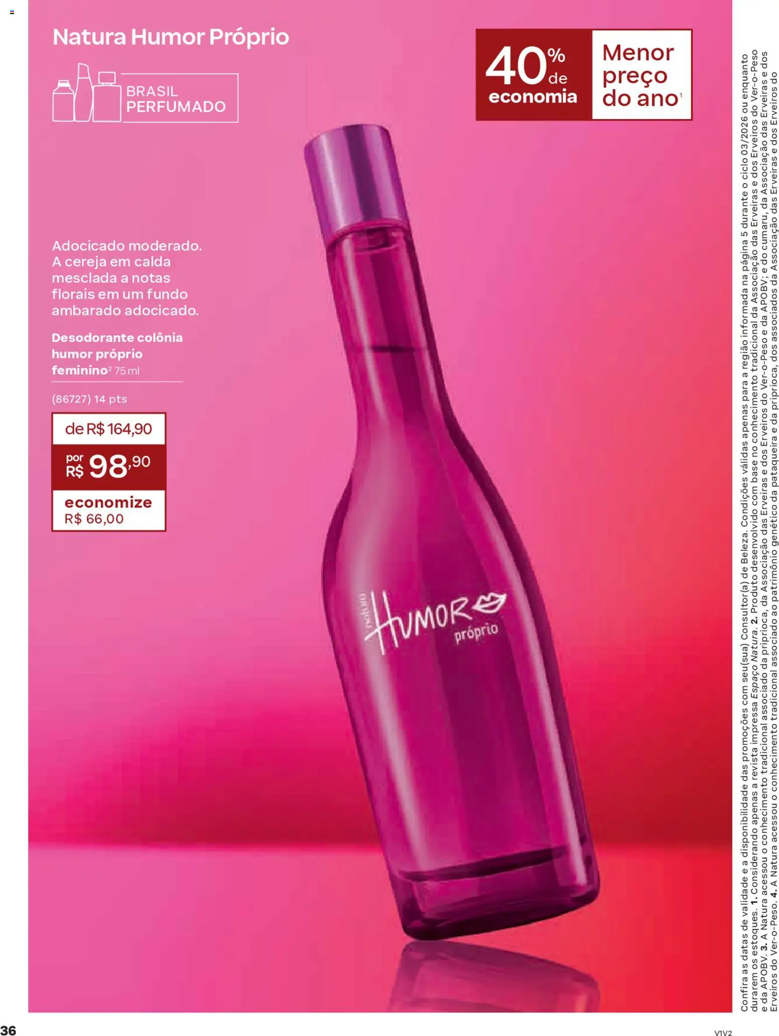 Natura Folheto - válido de 04.02.2026 | Página: 36 | Produtos: Cereja, Desodorante, Revista, Base