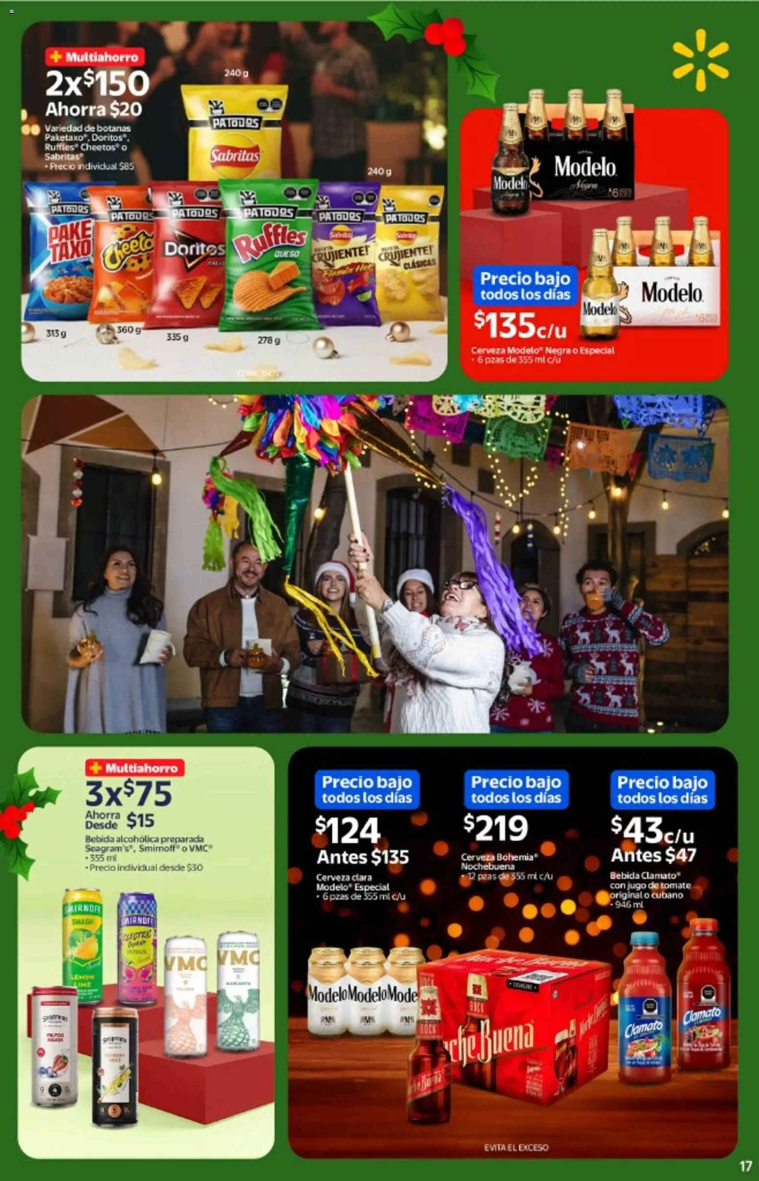 Nuevas ofertas de Walmart válidas en toda la República Mexicana desde el 03.12.2025. ¡Encuentra las mejores ofertas en Walmart catálogo La cena más esperada a precios bajos! | Página: 17 | Productos: Tomate, Queso, Jugo, Cerveza