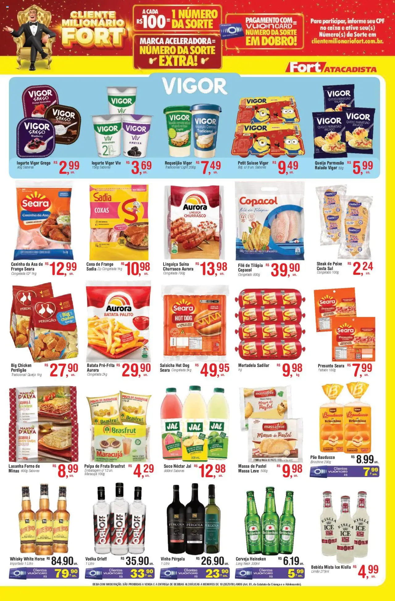 Fort Atacadista Folheto - válido de 04.08.2025 | Página: 3 | Produtos: Salsicha, Suco, Mortadela, Lasanha