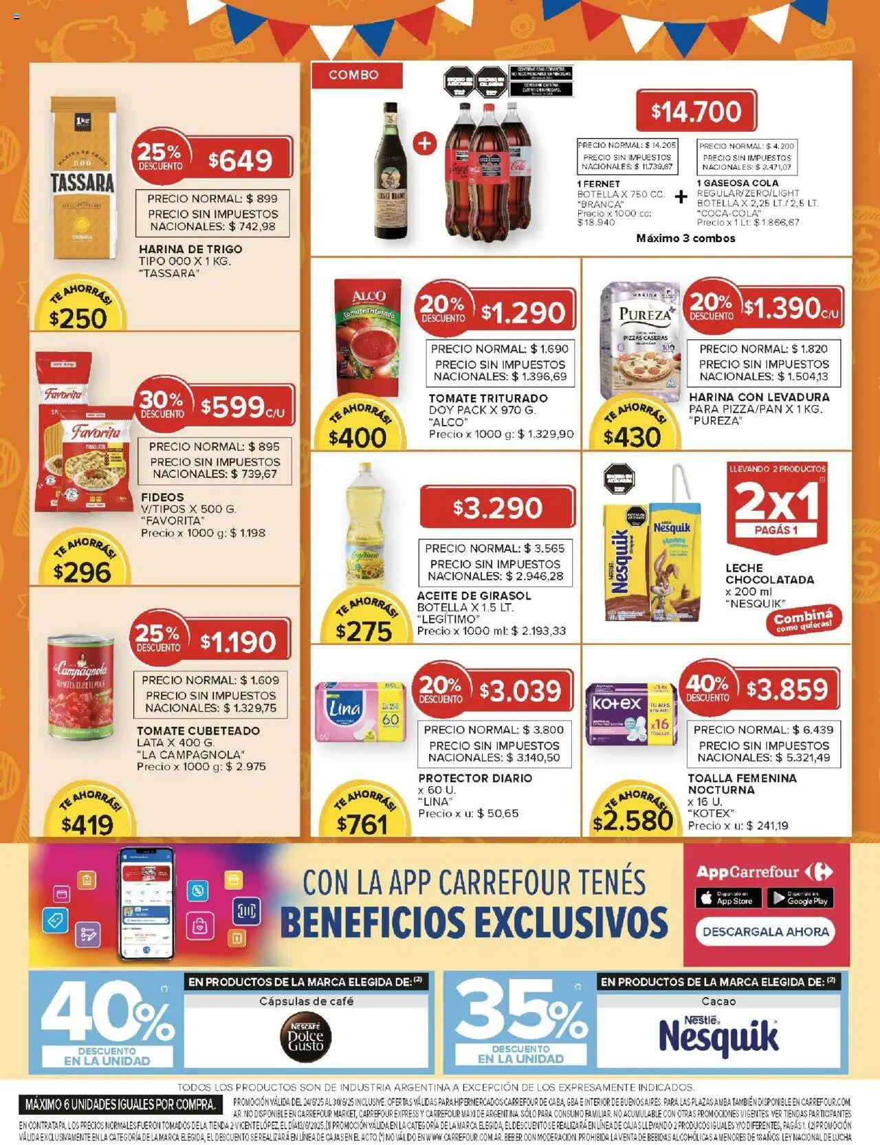 Carrefour ofertas │ válido desde el 24.06.2025 | Página: 15 | Productos: Botella, Gaseosa, Café, Tomates