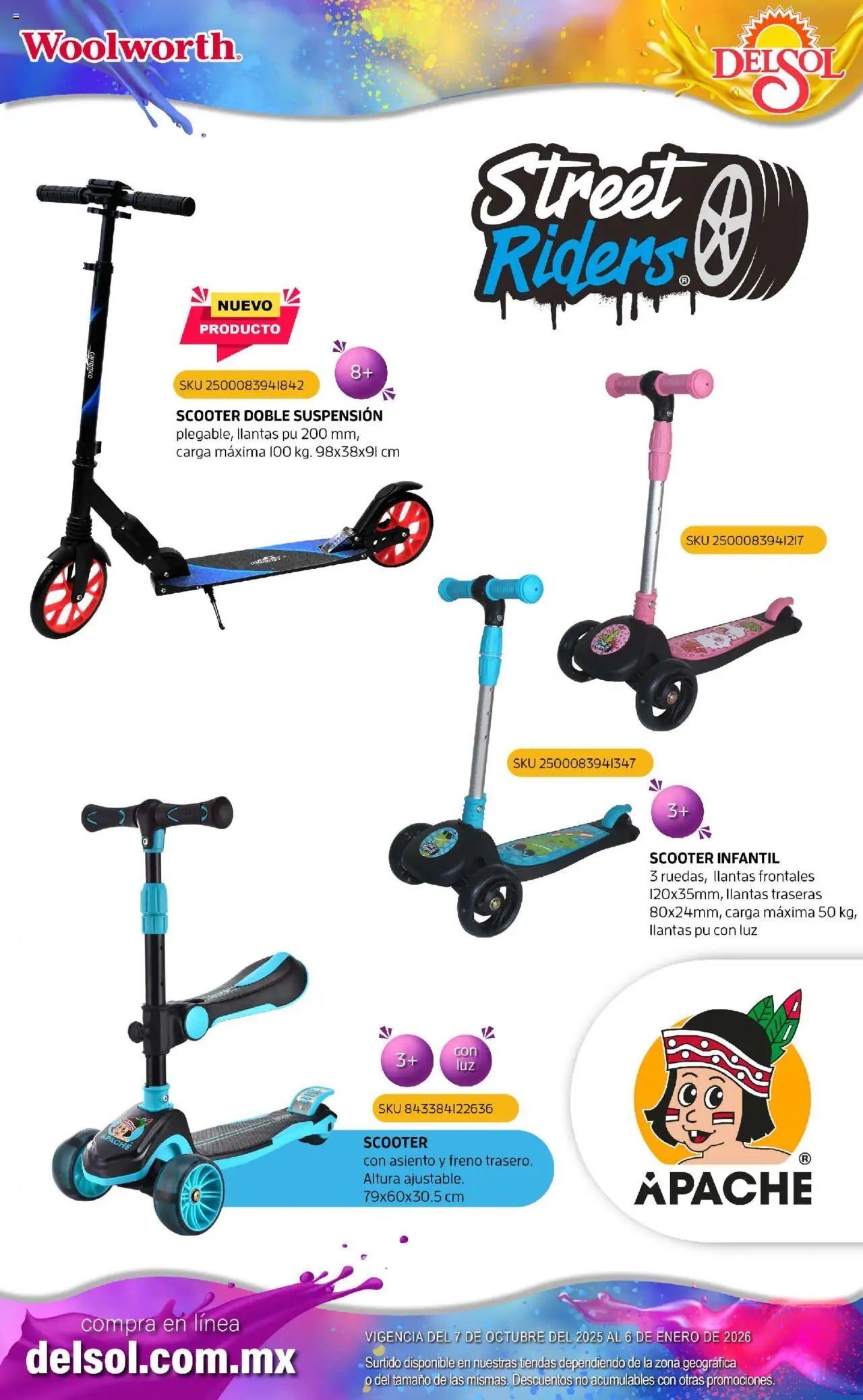 Nuevas ofertas de Del Sol y Woolworth válidas en toda la República Mexicana desde el 07.10.2025. ¡Encuentra las mejores ofertas en Del Sol y Woolworth - Catálogo Castillo Del Juguete! | Página: 211 | Productos: Scooter