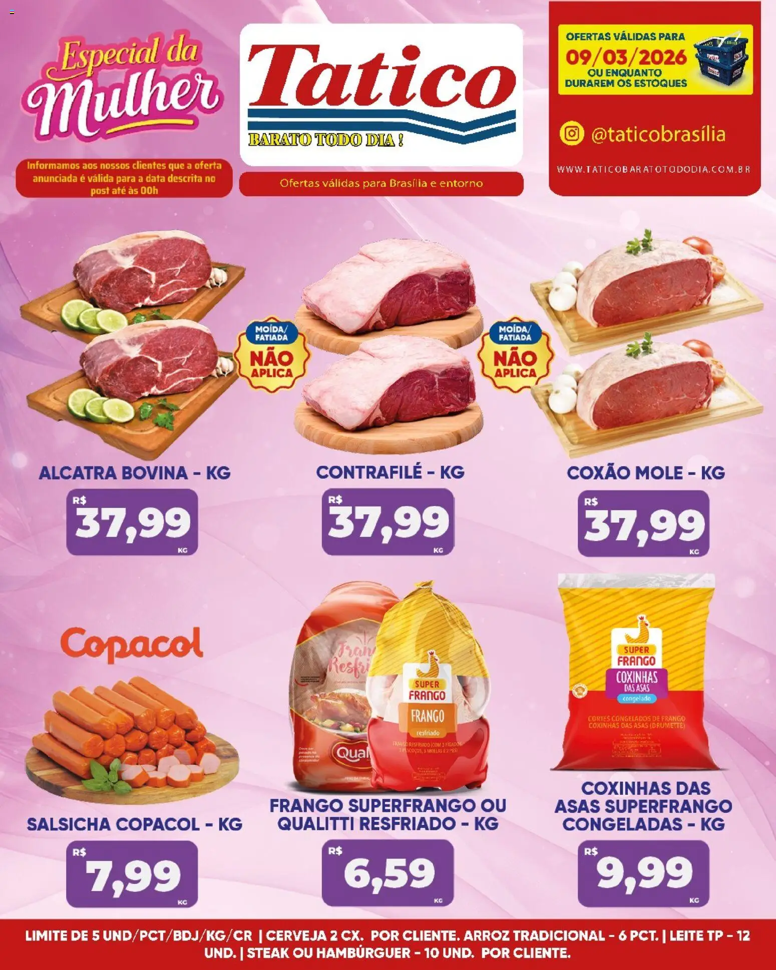 Tatico Folheto - válido de 09.03.2026 | Página: 9 | Produtos: Salsicha, Arroz, Hambúrguer, Frango