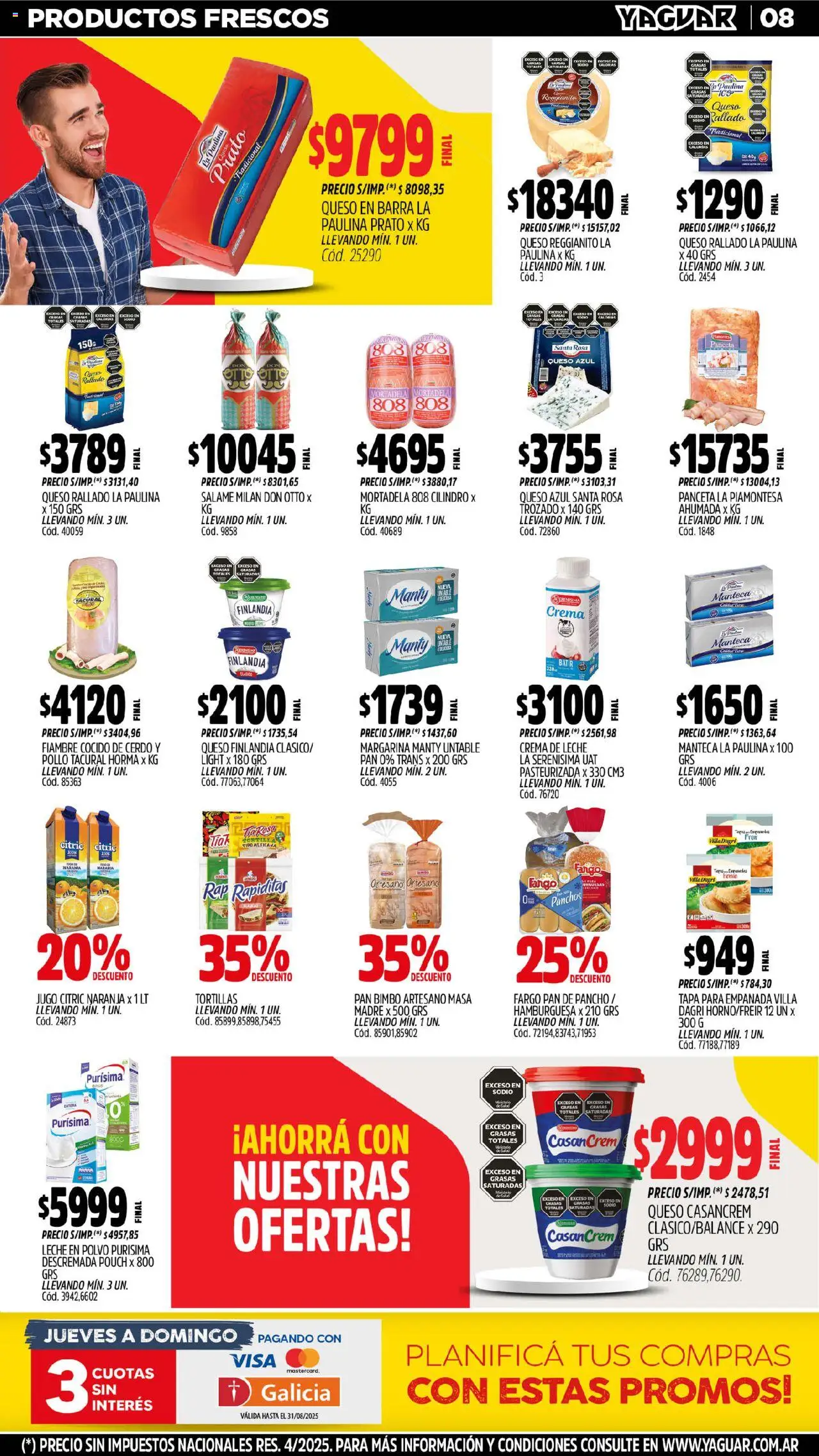 Yaguar - Santa Fe │ válido desde el 18.08.2025 | Página: 8 | Productos: Pollo, Leche en polvo, Polvo, Salame