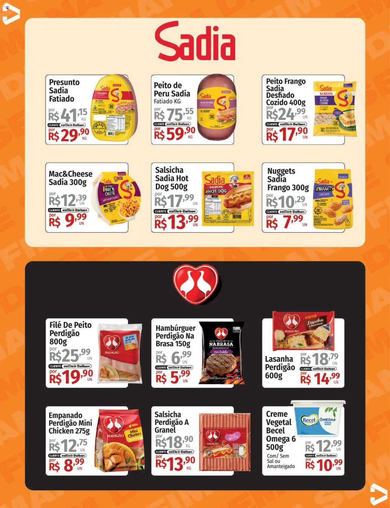 Supermercado Dalben Folheto - válido de 10.10.2025 | Página: 12 | Produtos: Peito de peru, Hambúrguer, Lasanha, Frango