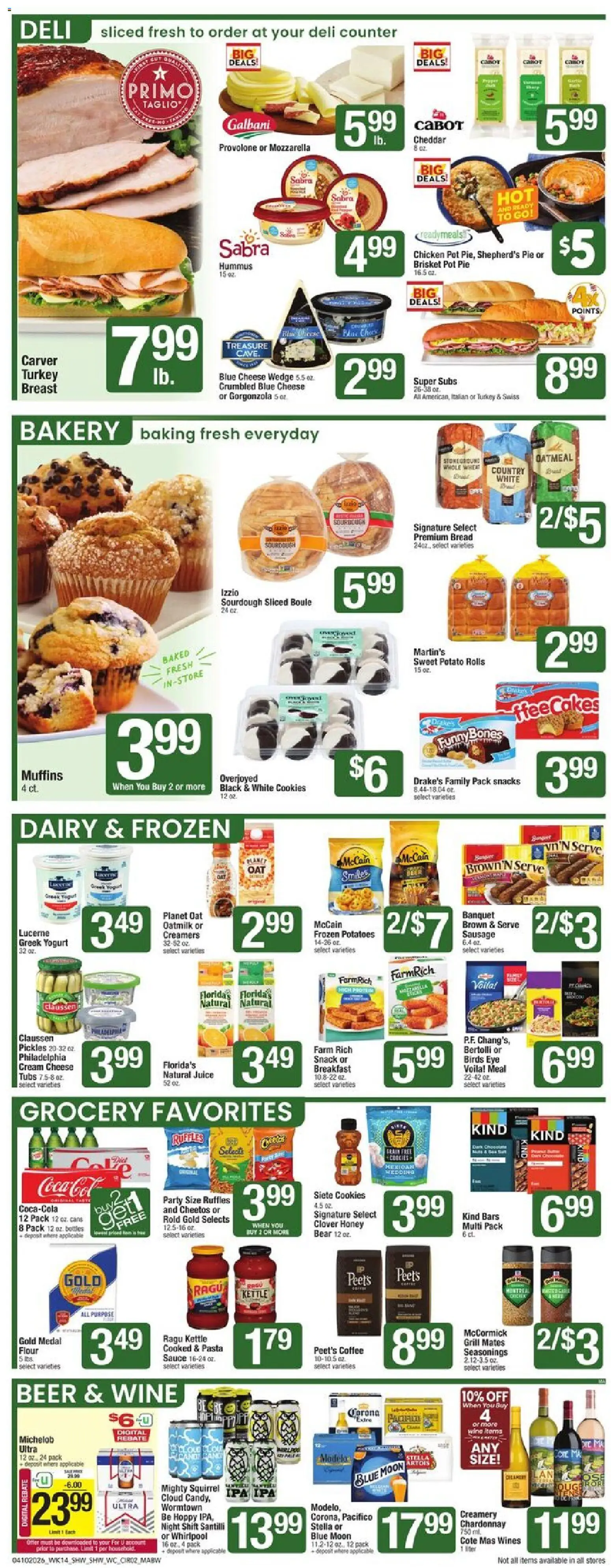 Shaw's Weekly Ad - MA - valid from 10.04.2026 | Page: 2 | Products: Bread, Wine, Pasta, Cookies
