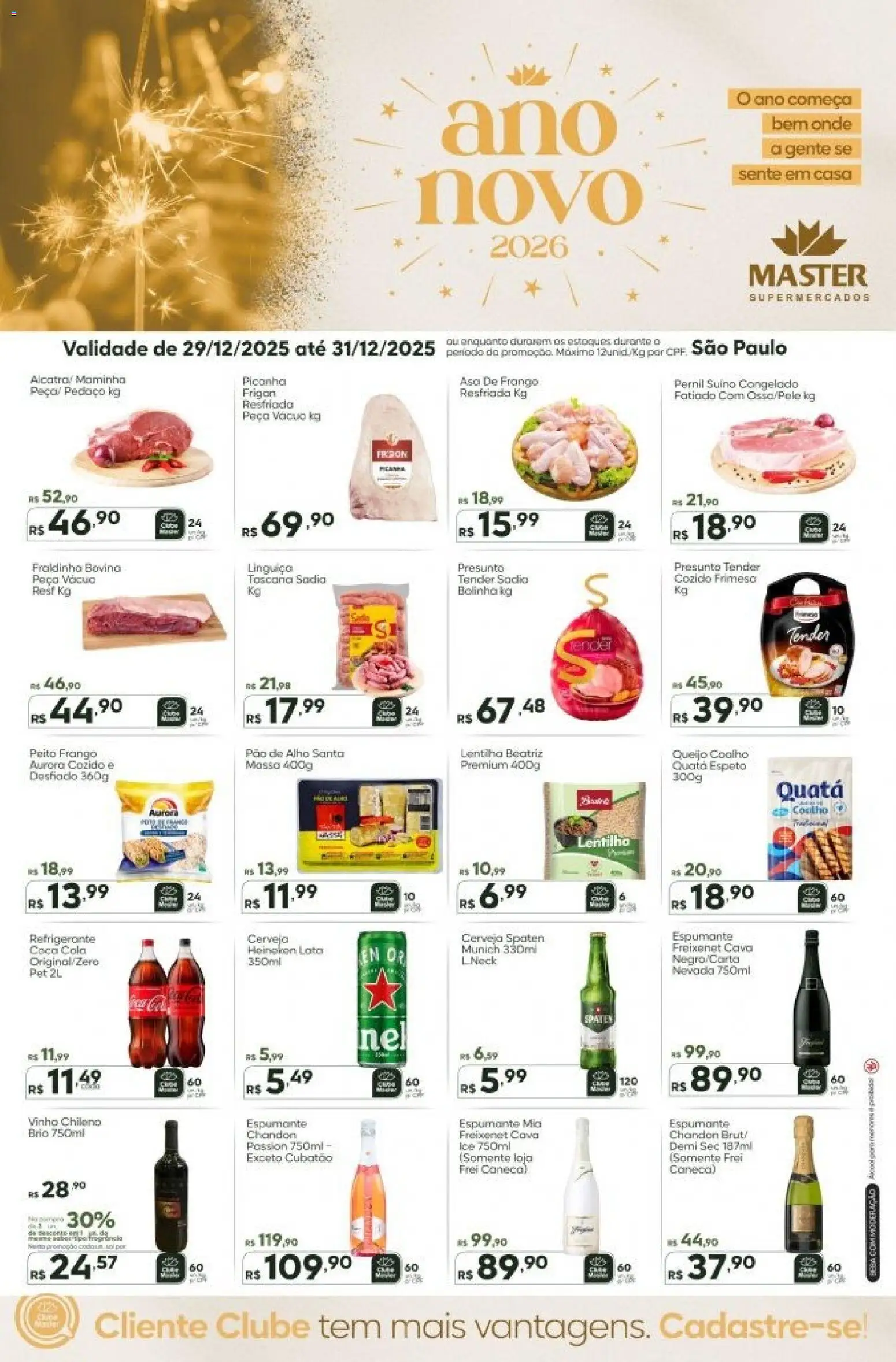 Master Folheto - válido de 29.12.2025 | Página: 1 | Produtos: Linguiça, Pernil, Massa, Frango