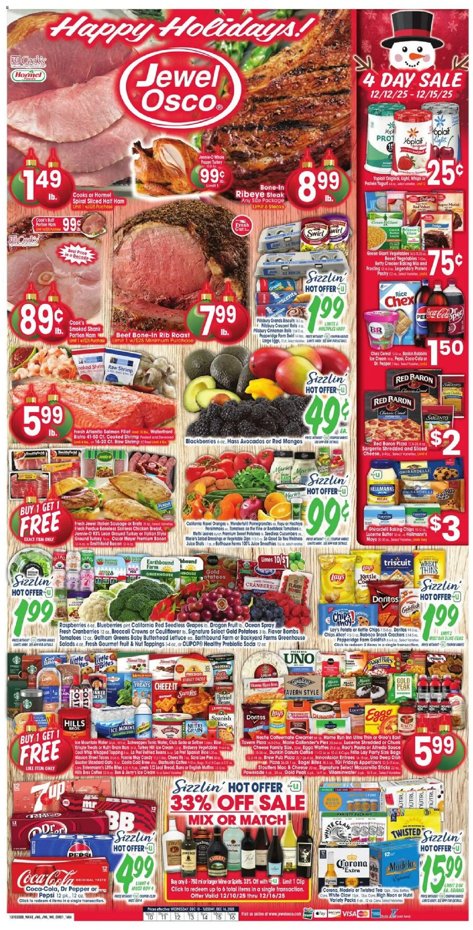 Jewel Osco Weekly Ad - IA - valid from 10.12.2025 | Page: 1 | Products: Yogurt, Pizza, Oranges, Salad