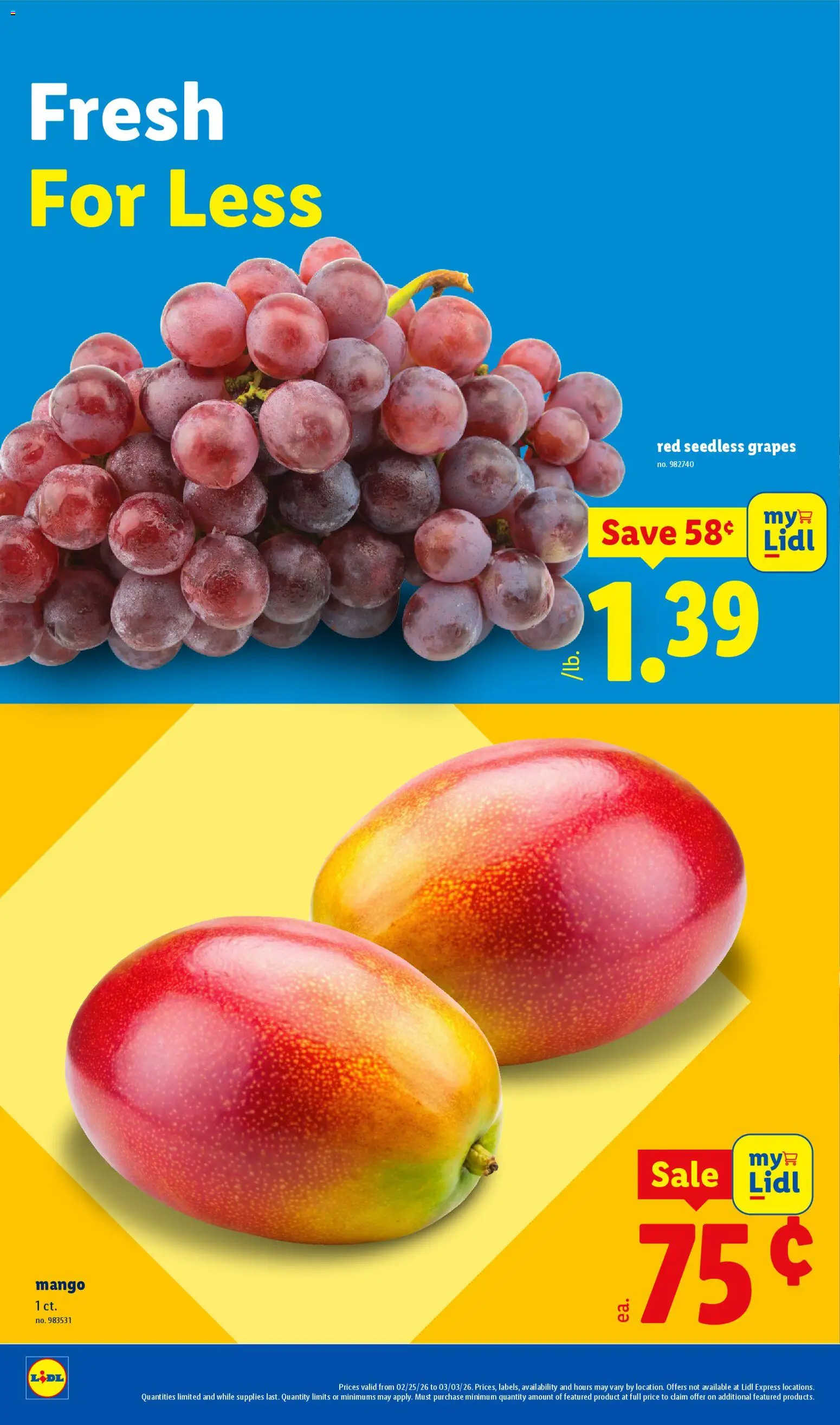 Lidl Weekly Ad - valid from 25.02.2026 | Page: 2 | Products: Mango, Grapes