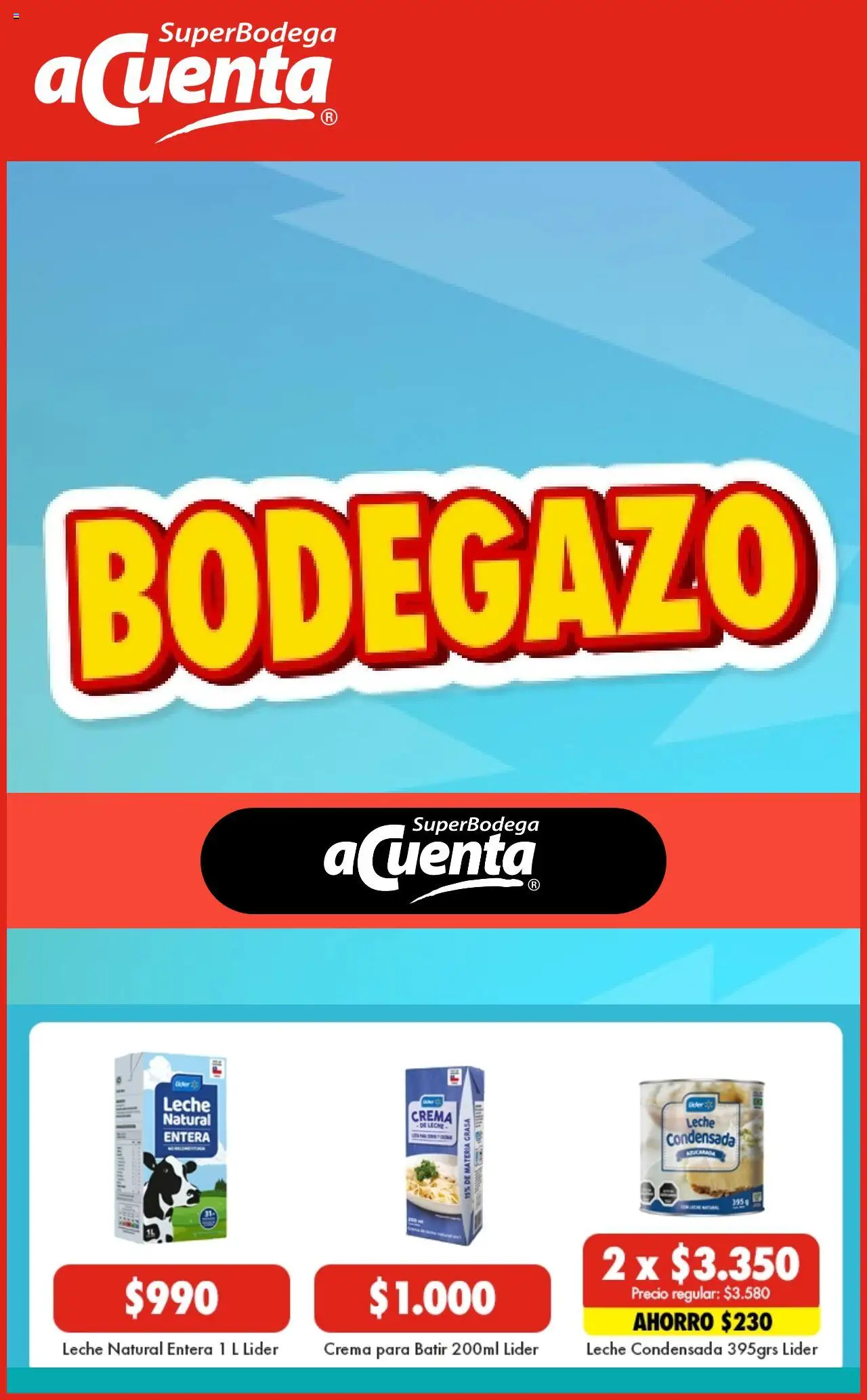 Super Bodega aCuenta ofertas  │ válido desde el 12.08.2025 | Página: 1 | Productos: Leche, Crema de leche, Crema