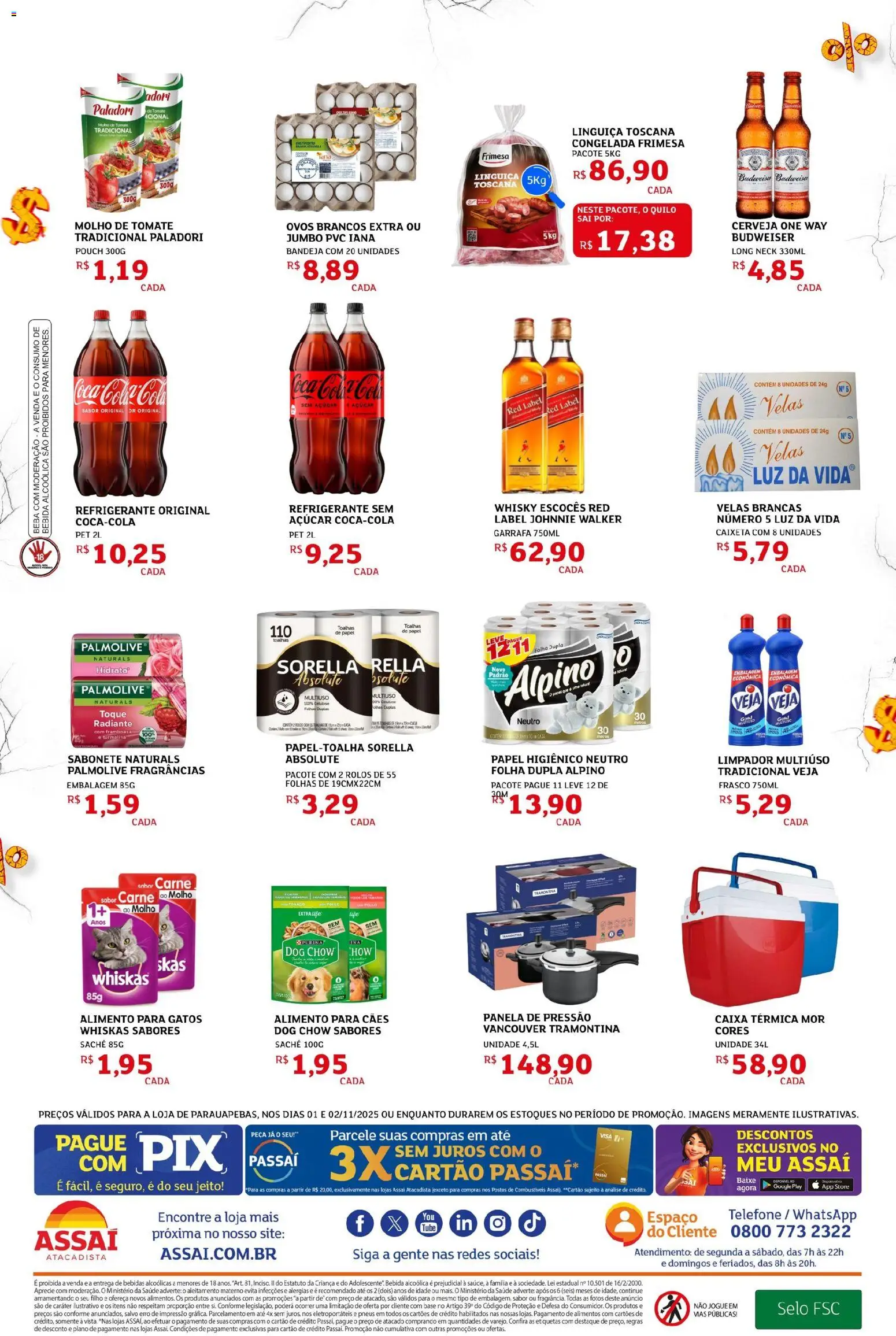 Assaí Atacadista Folheto - válido de 01.11.2025 | Página: 2 | Produtos: Panela, Carne, Bandeja, Refrigerante