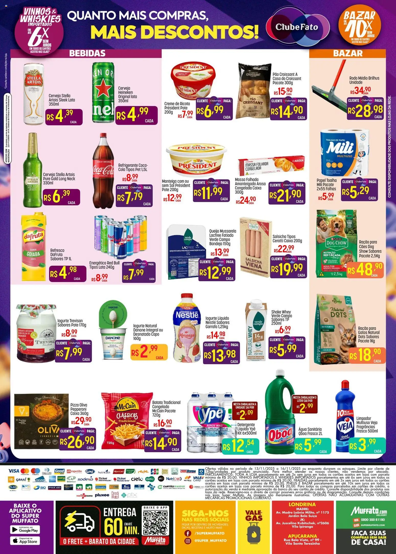 Super Muffato Folheto - válido de 13.11.2025 | Página: 2 | Produtos: Cerveja, Bandeja, Fraldas, Mussarela