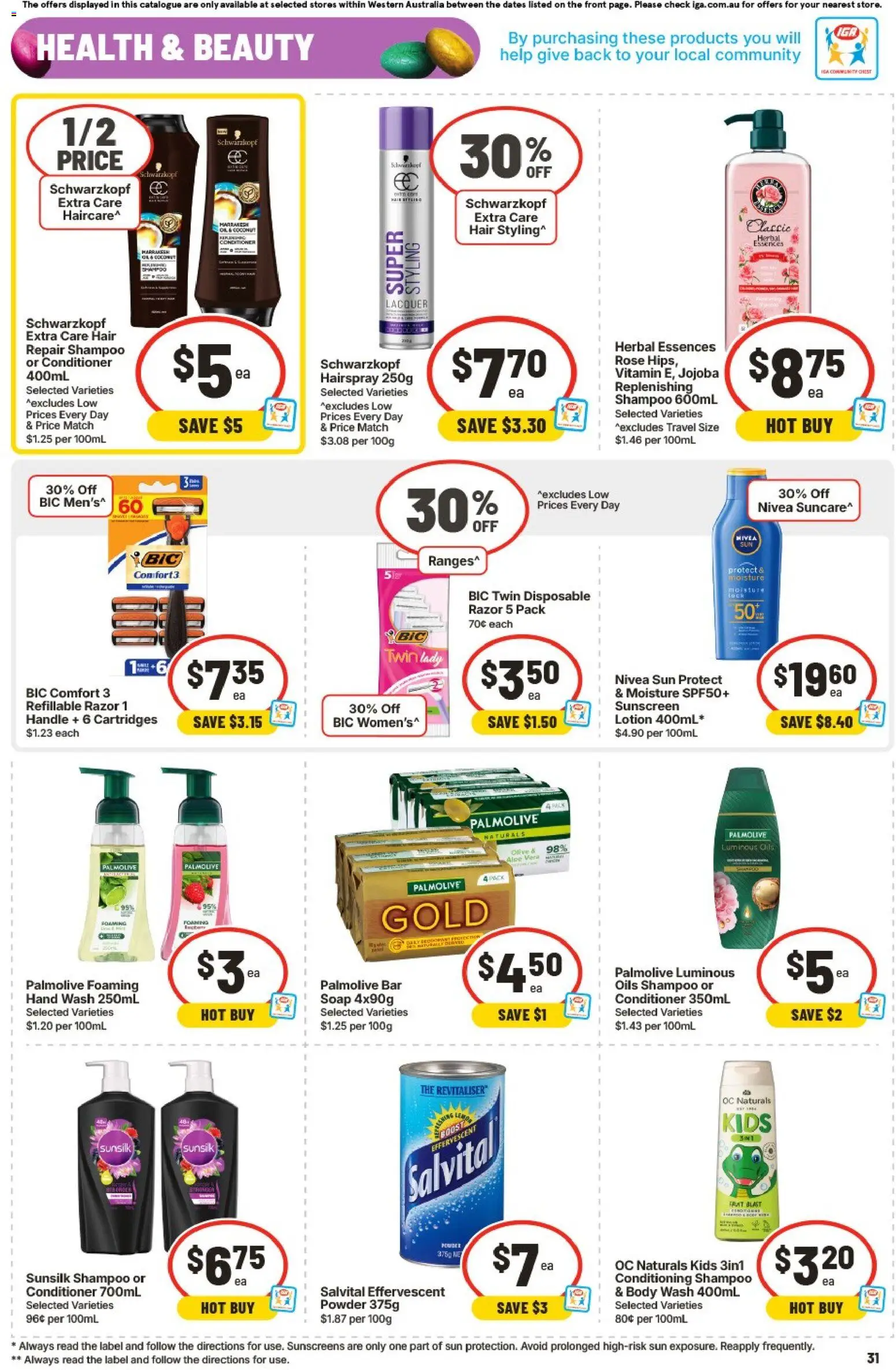 IGA catalogue - valid from 01.04.2026 | Page: 31 | Products: Powder, Shampoo, Conditioner, Hand wash
