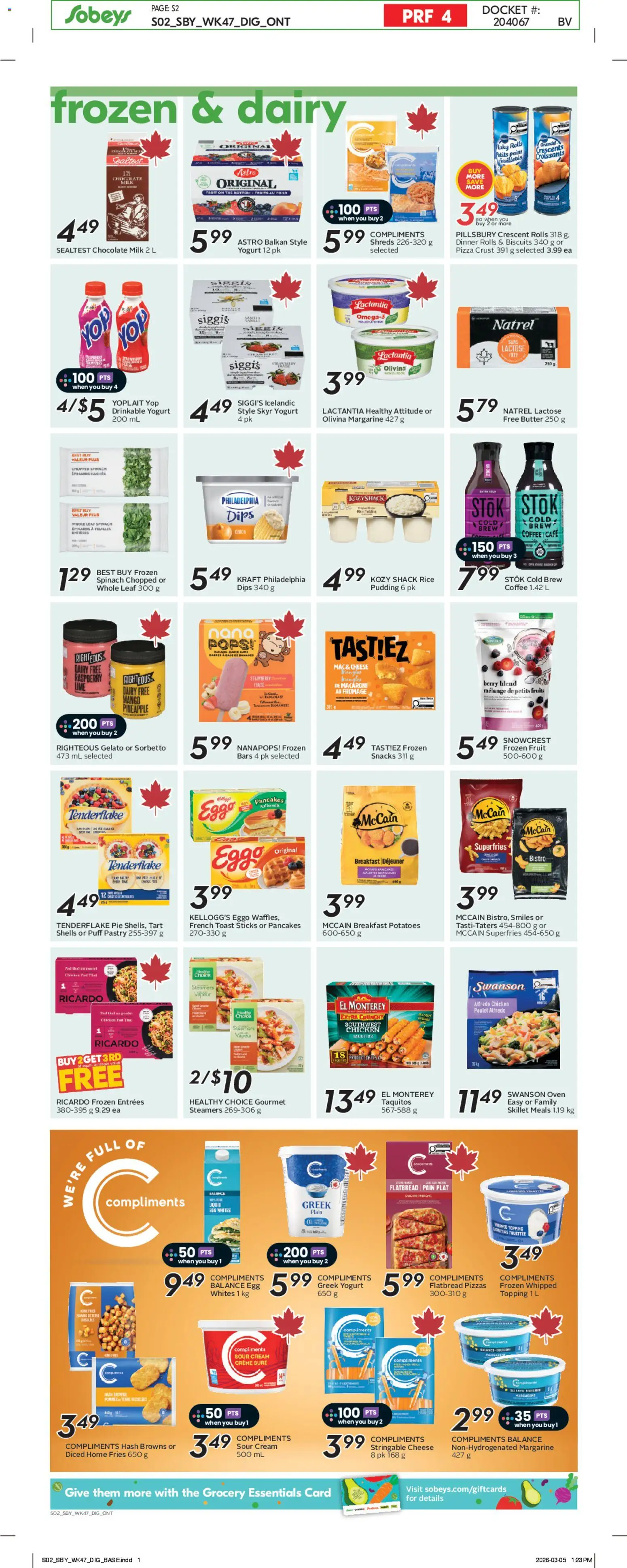 Sobeys flyer valid from 19.03.2026 | Page: 10 | Products: Sour cream, Potatoes, Cheese, Chocolate
